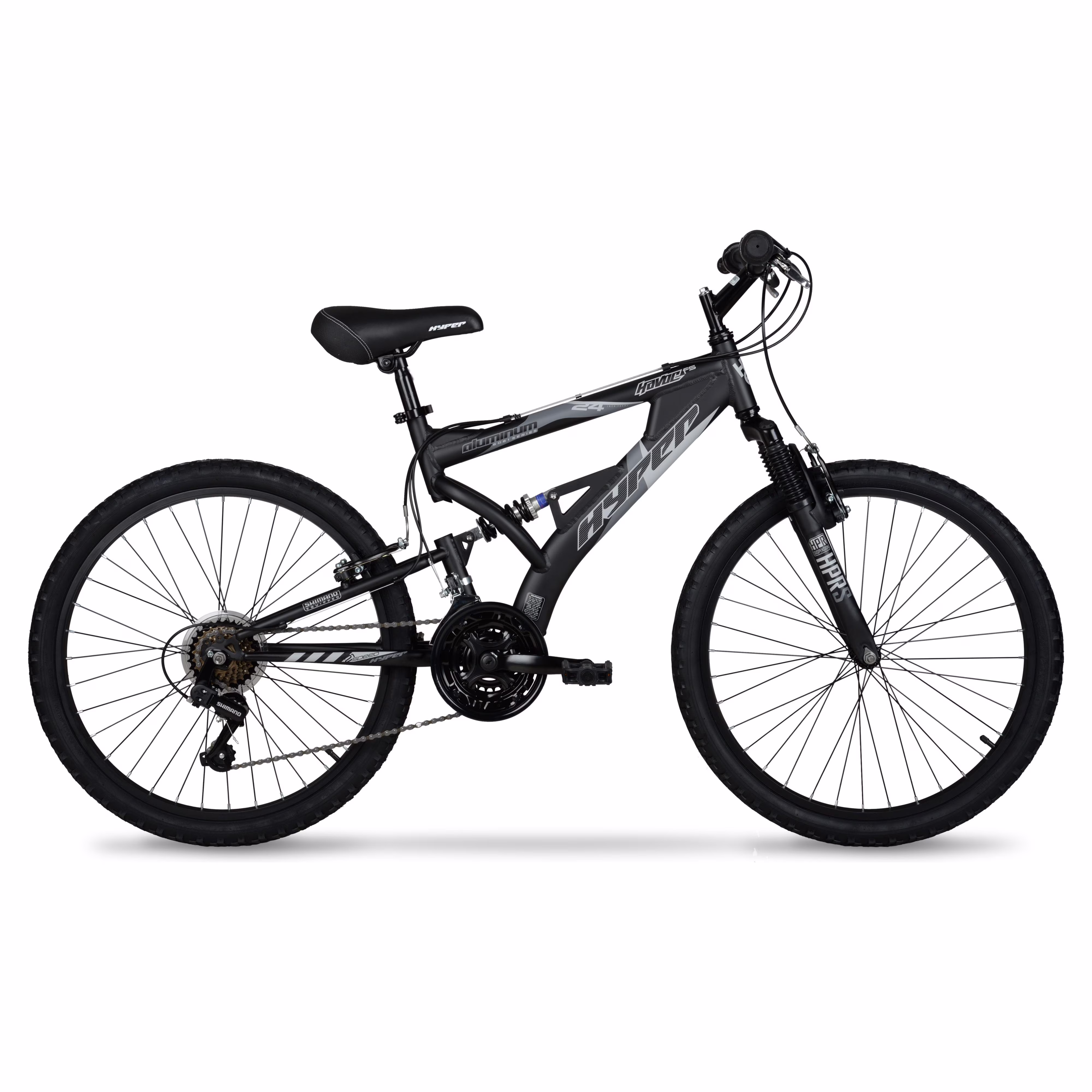 24 Hyper Bicycles Havoc Mountain Bike, Youth/Adult, Recommended Ages 10-14 Years Old, Black