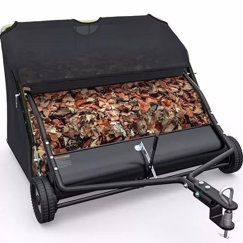 42 in Tow Behind Lawn Sweeper Leaf Collector for Garden Grass Lawn 12 Cu ft Capacity Tractor assembly(42") - Image 3