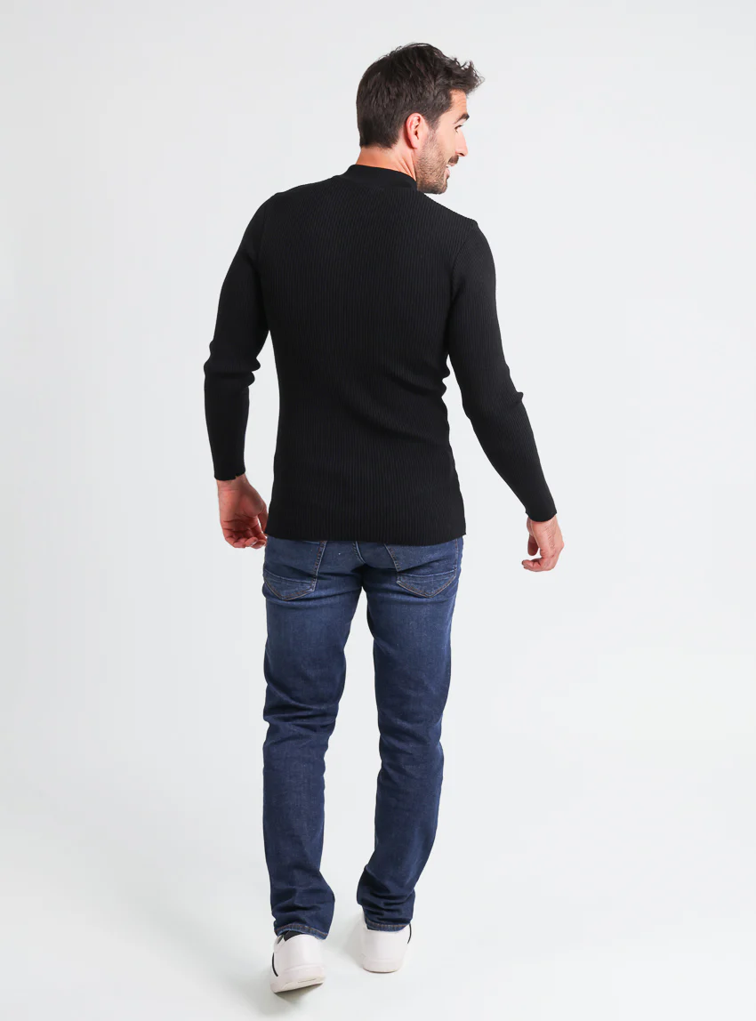 Pull homme 100% laine mérinos Noir