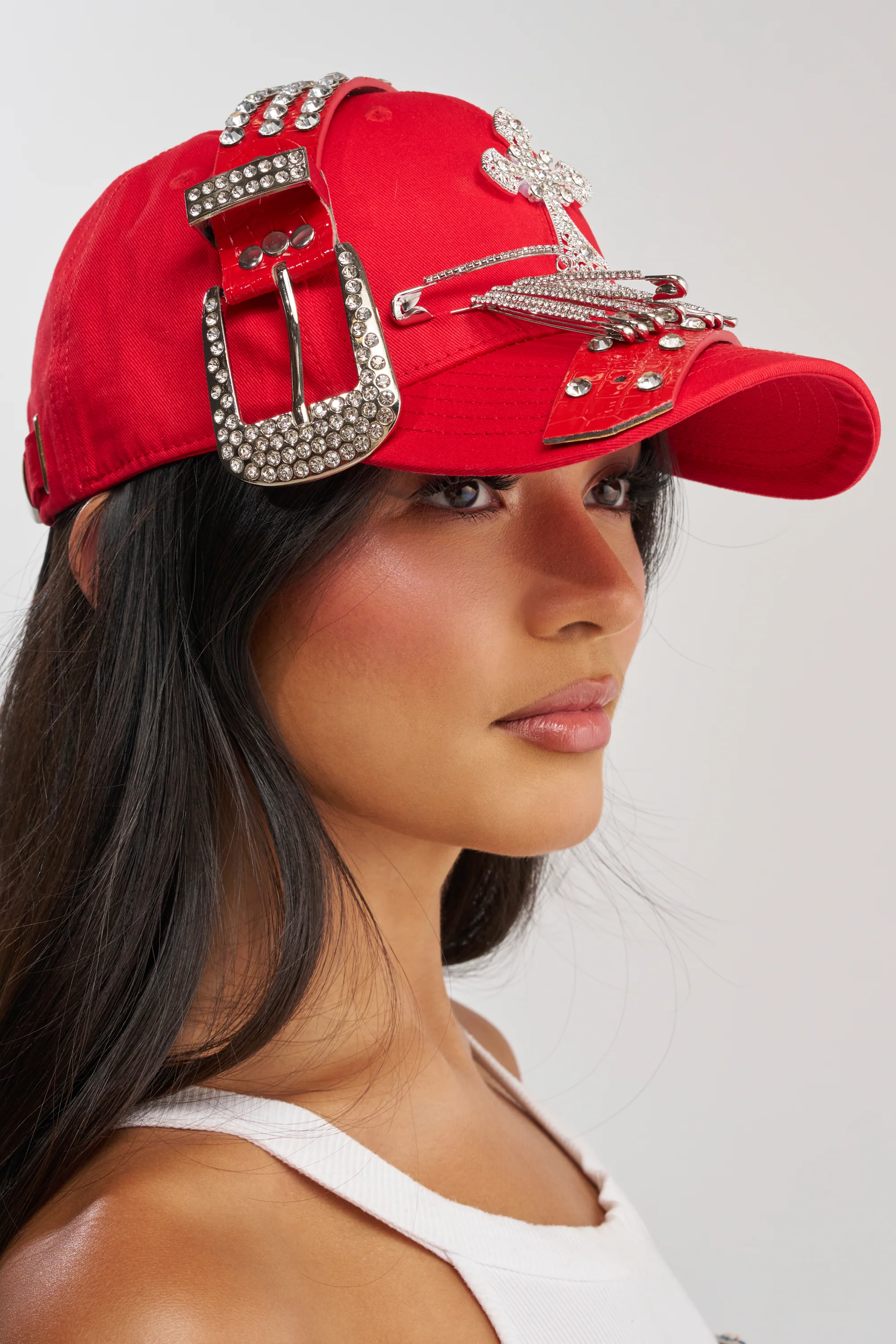 BUCKLE UP EMBELLISHED BASEBALL HAT - Akira Store