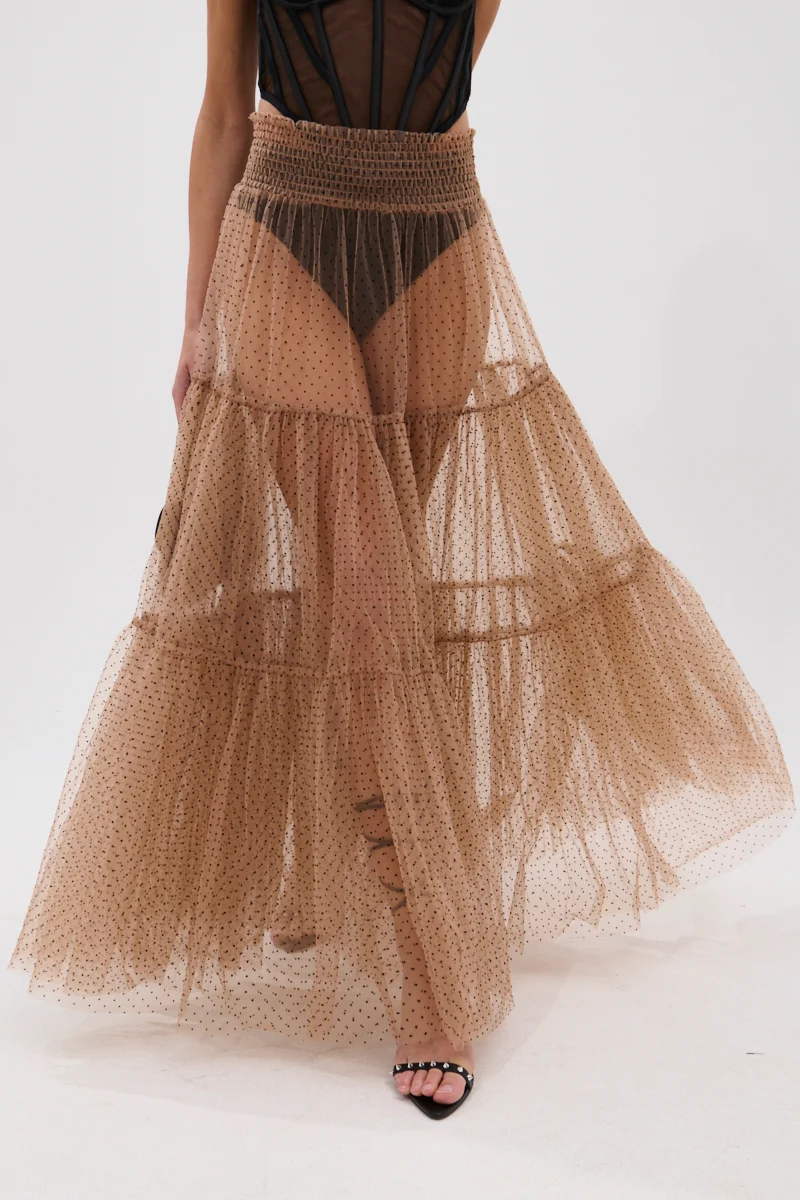 CLASSY POLKA DOT MAXI SKIRT - Akira Store