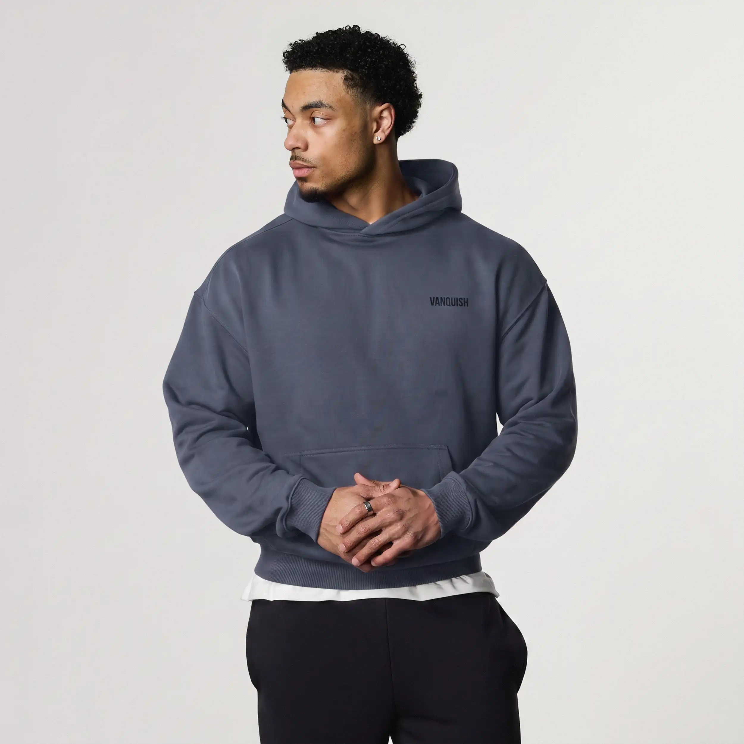 EVOLVE DARK GREY OVERSIZED PULLOVER HOODIE