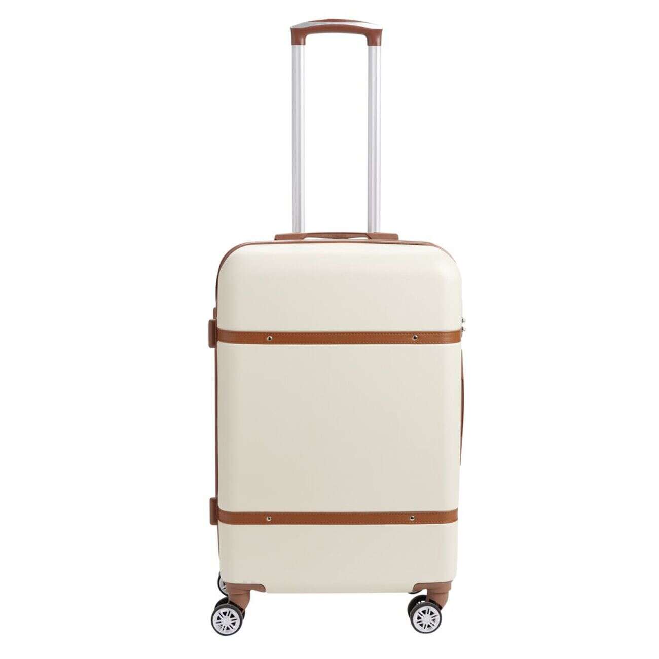 Valise cabine plastique ABS beige et marron avec cadenas 67x26xH44cm