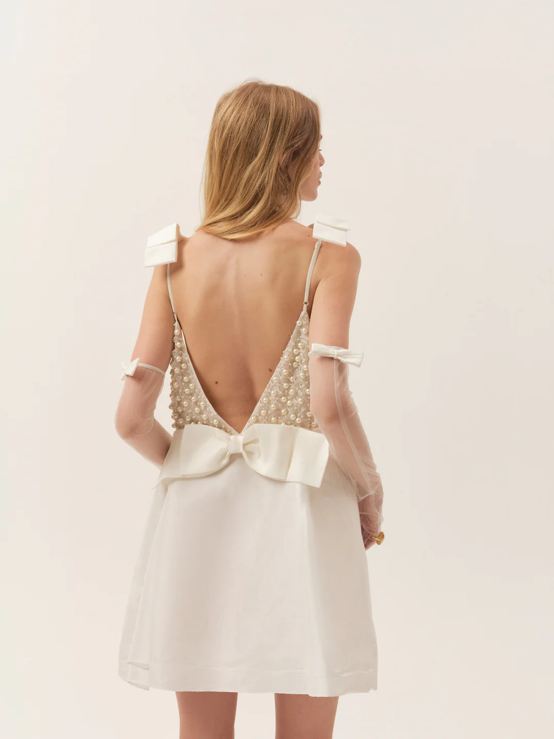 Pearly Bow Mini Dress