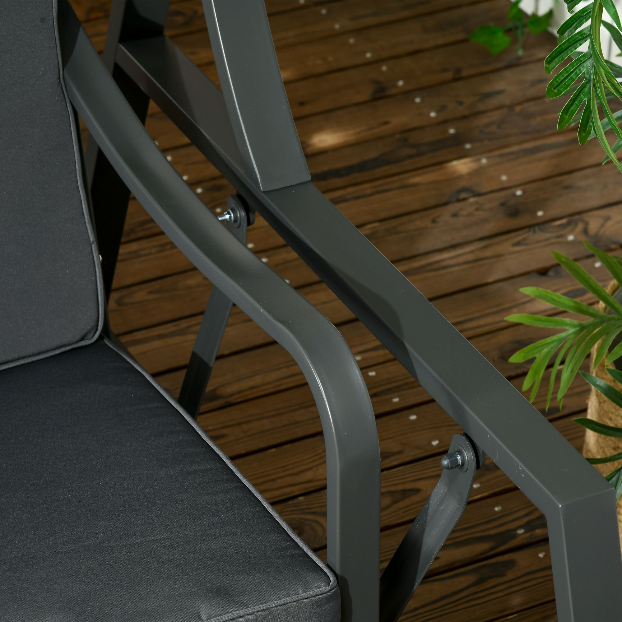 Outsunny tuinschommelset, 2-zits tuinschommelset met baldakijn, grijze kussens