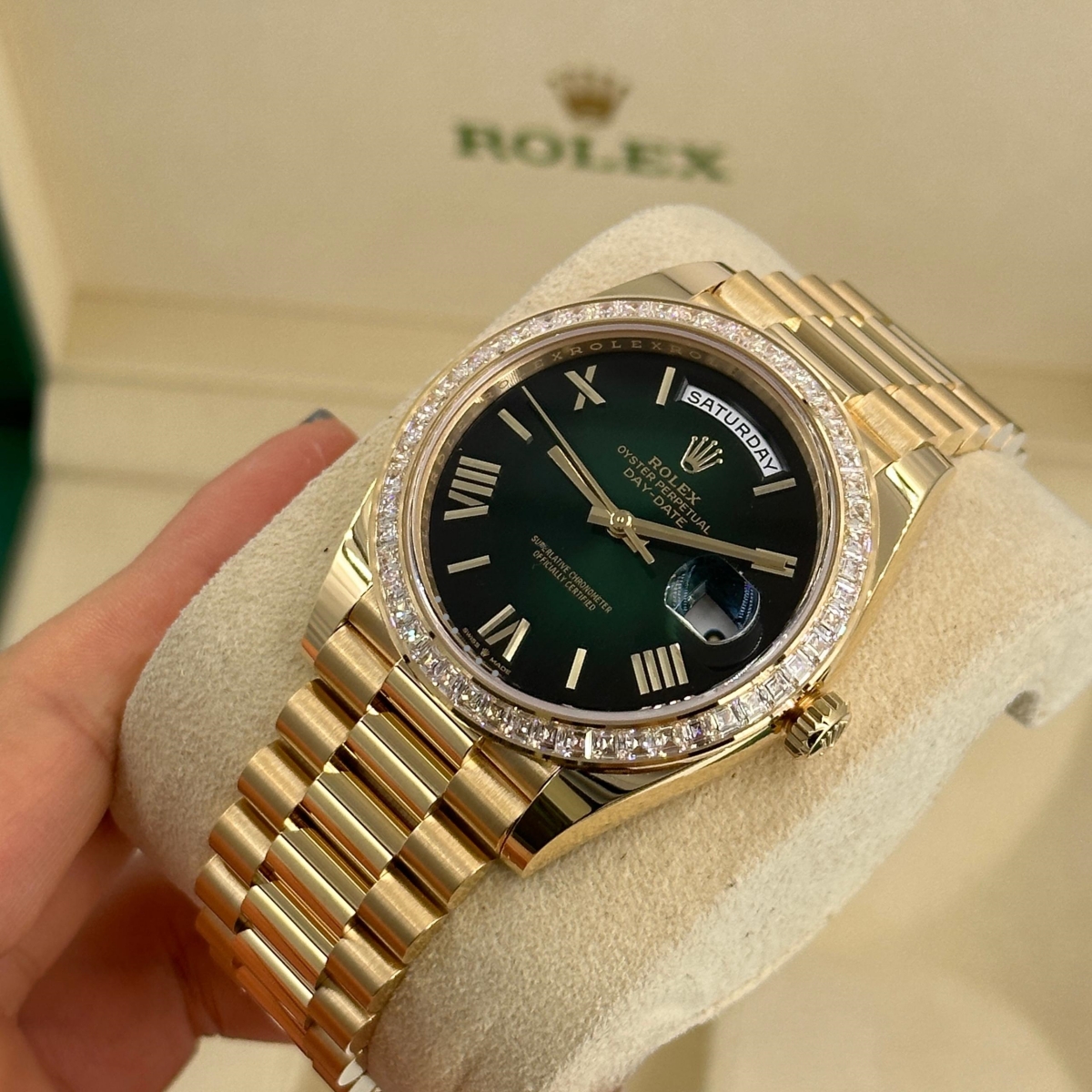 [Super Clone]RLX Day-Date 40mm 228398TBR-0042 Green Ombré Dial President Watch【Super Clone】