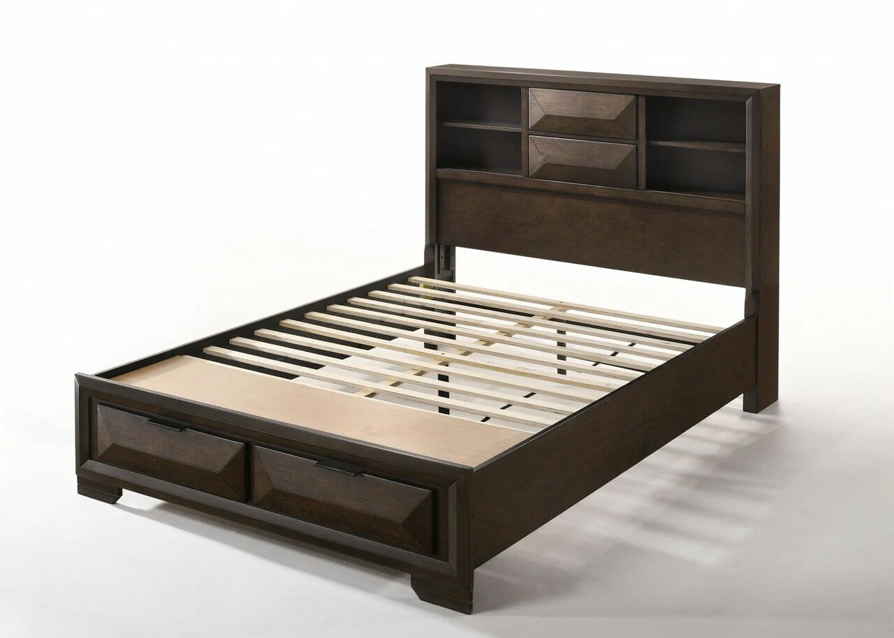 91" X 63" X 53" Espresso Rubber Wood Queen Storage Bed Image 2