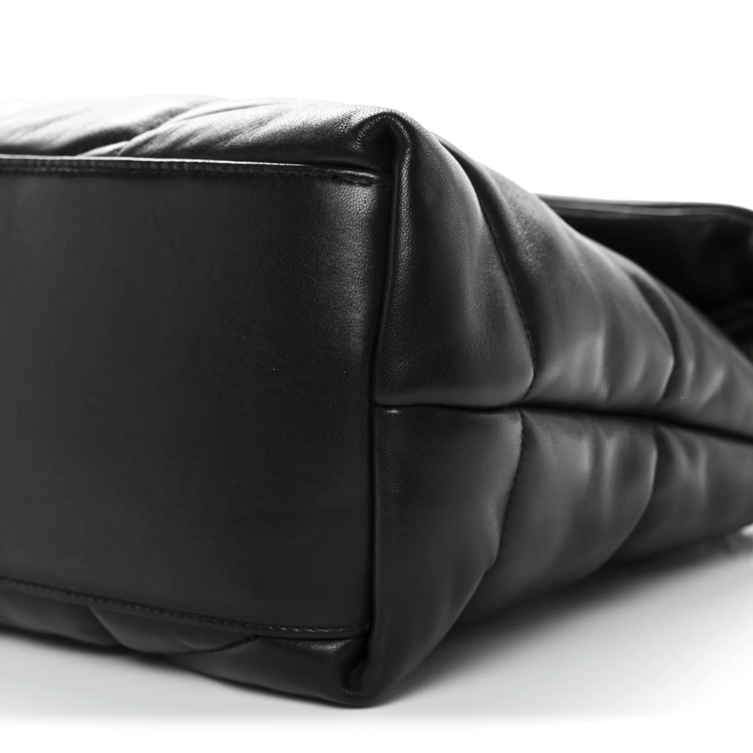 Lambskin Quilted Medium Loulou Puffer Monogram Chain Satchel Black