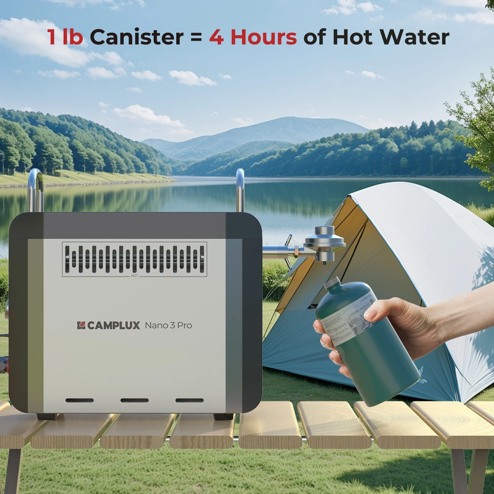 Nano 3 Pro Portable Propane Water Heater with Battery, Instant Hot Water for Camping and Outdoor Use Image 7