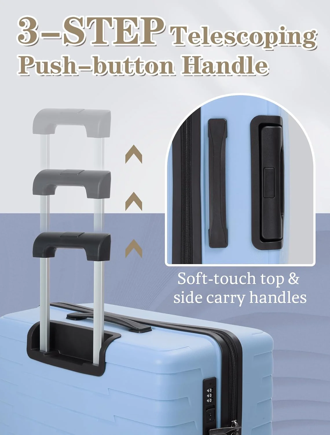 Ensemble de 5 valises à roulettes, valise rigide en ABS avec roulettes multidirectionnelles