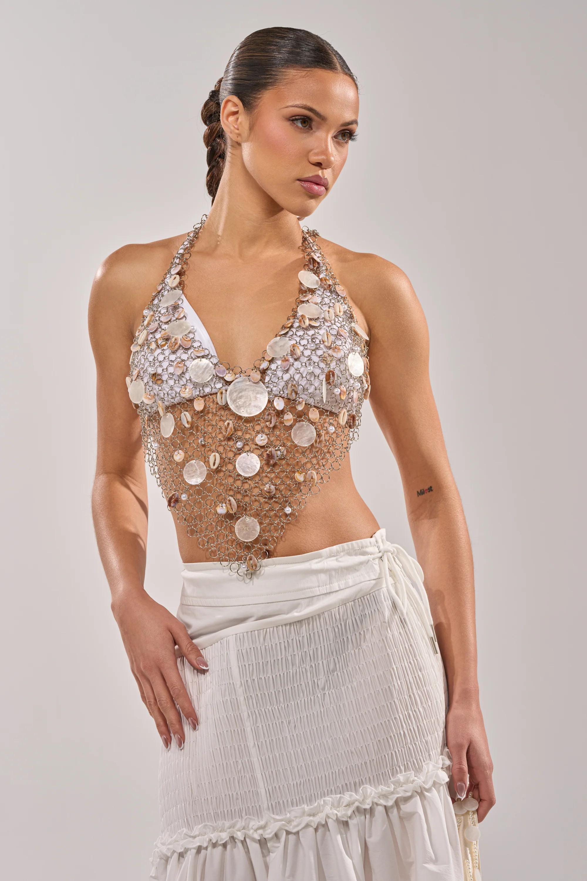 SALLY SELLS SEASHELLS CROCHET HALTER TOP - Akira Store