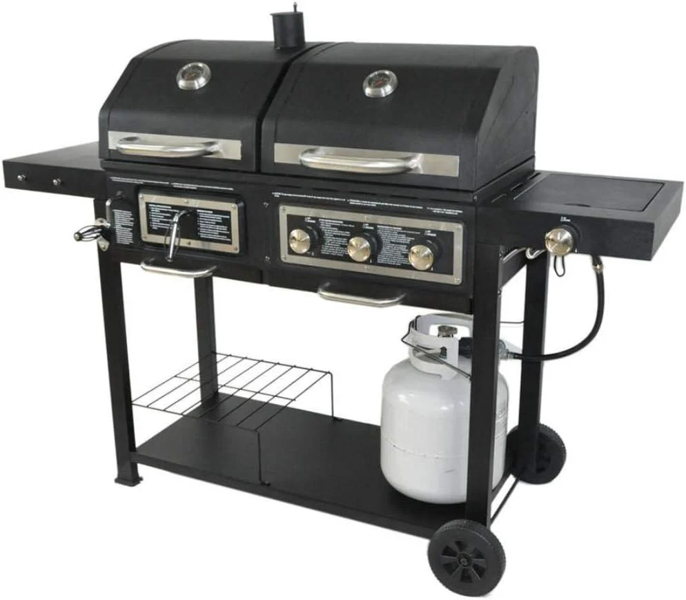 Barbecue mixte à charbon de bois et à gaz