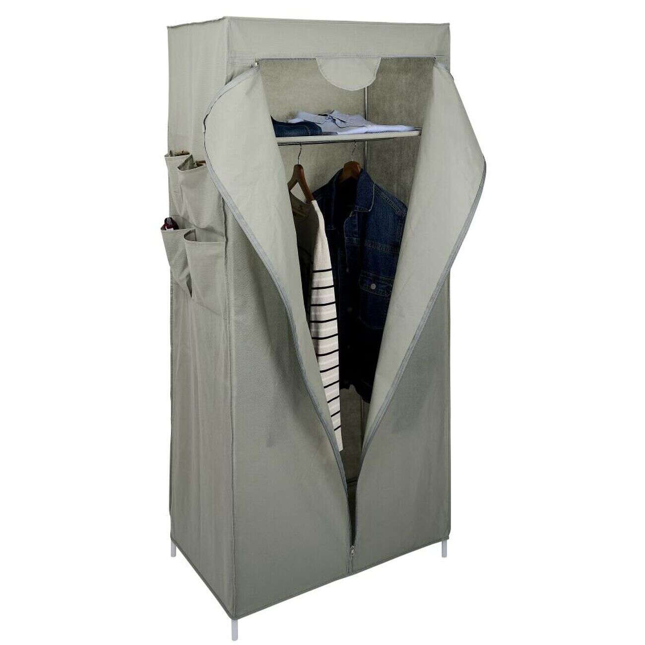 Armoire textile avec étagère et portant 70x45x155cm