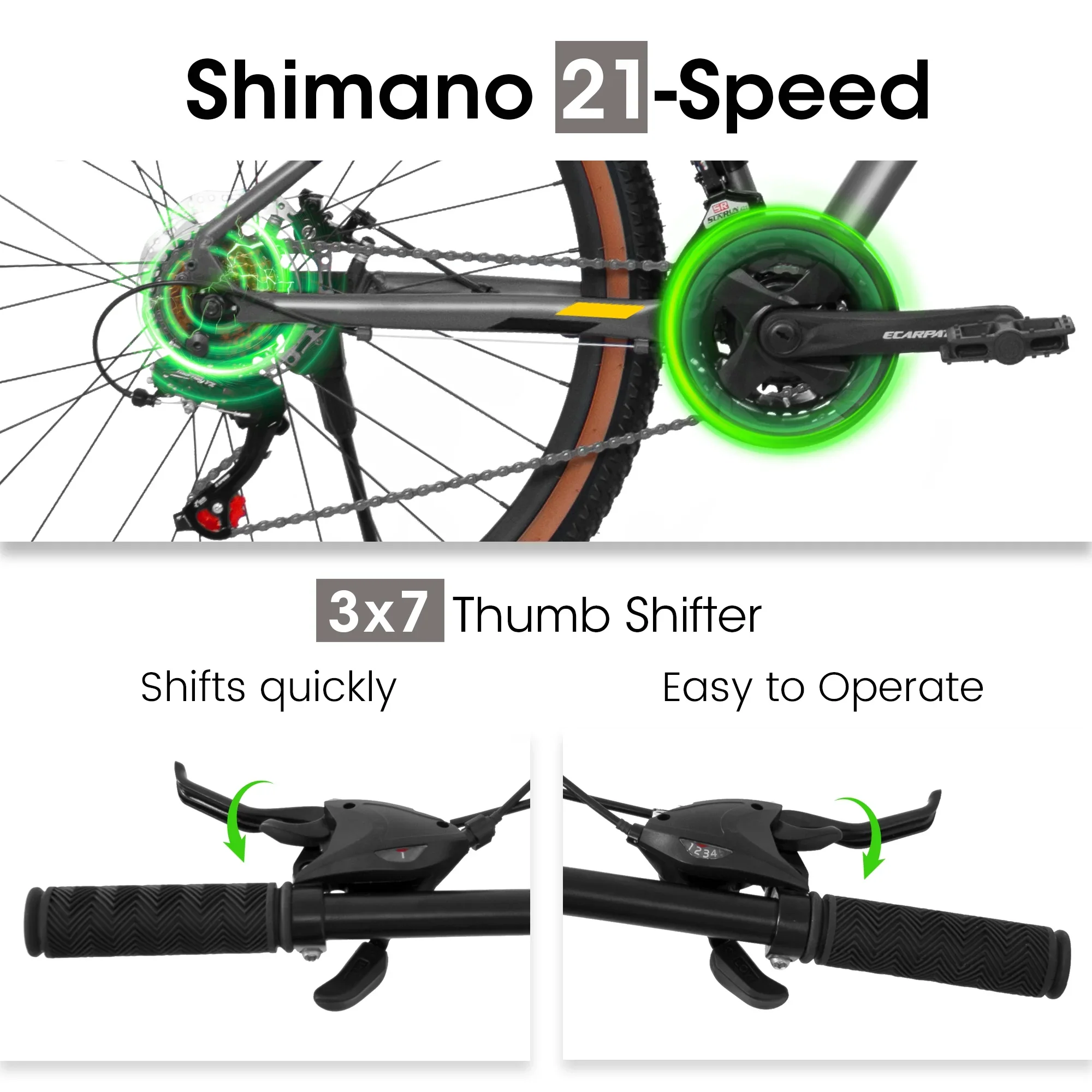 Ambifirner Mountain Bike 27-Inch Wheels, 21-Speeds, Front Suspension, Aluminum and Steel Frame Options
