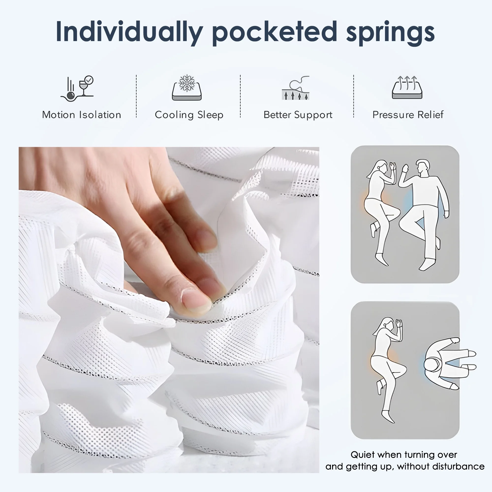 Adult 10 Inch King Hybrid Mattress Memory Foam Mattress Medium Firm Pocket Spring Bed Mattress(King/10 in) - Image 2