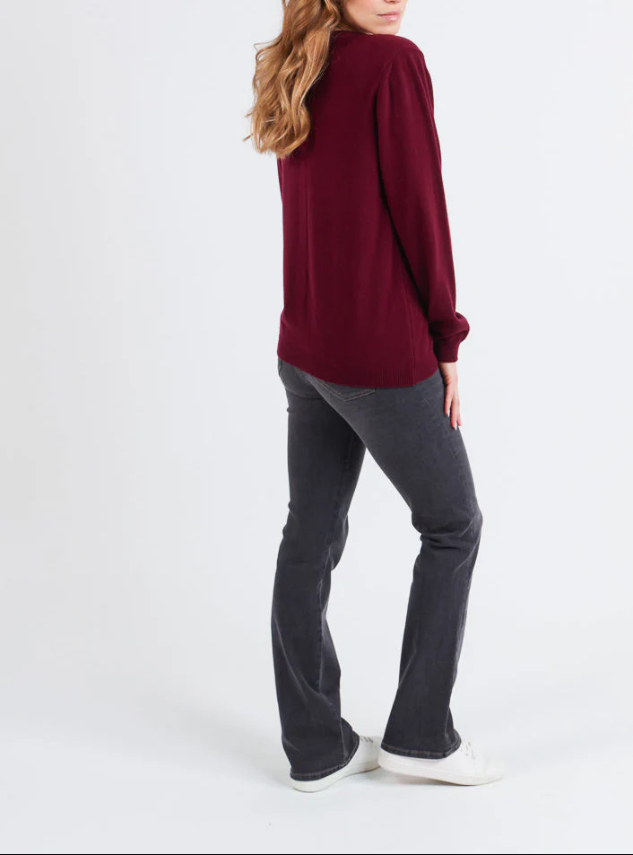 Cardigan femme en cachemire rouge grenat