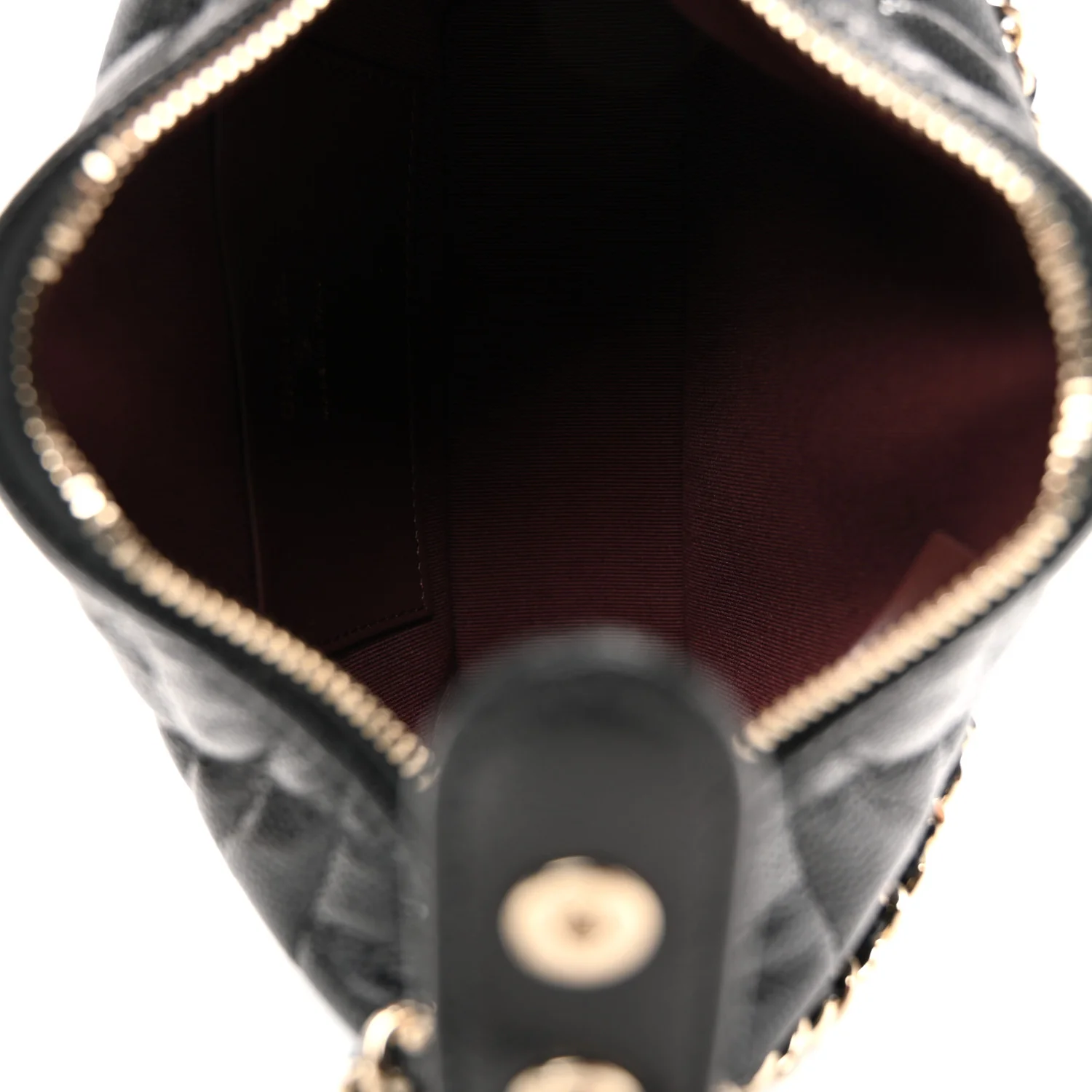 Caviar Quilted Hobo Clutch With Chain  Black