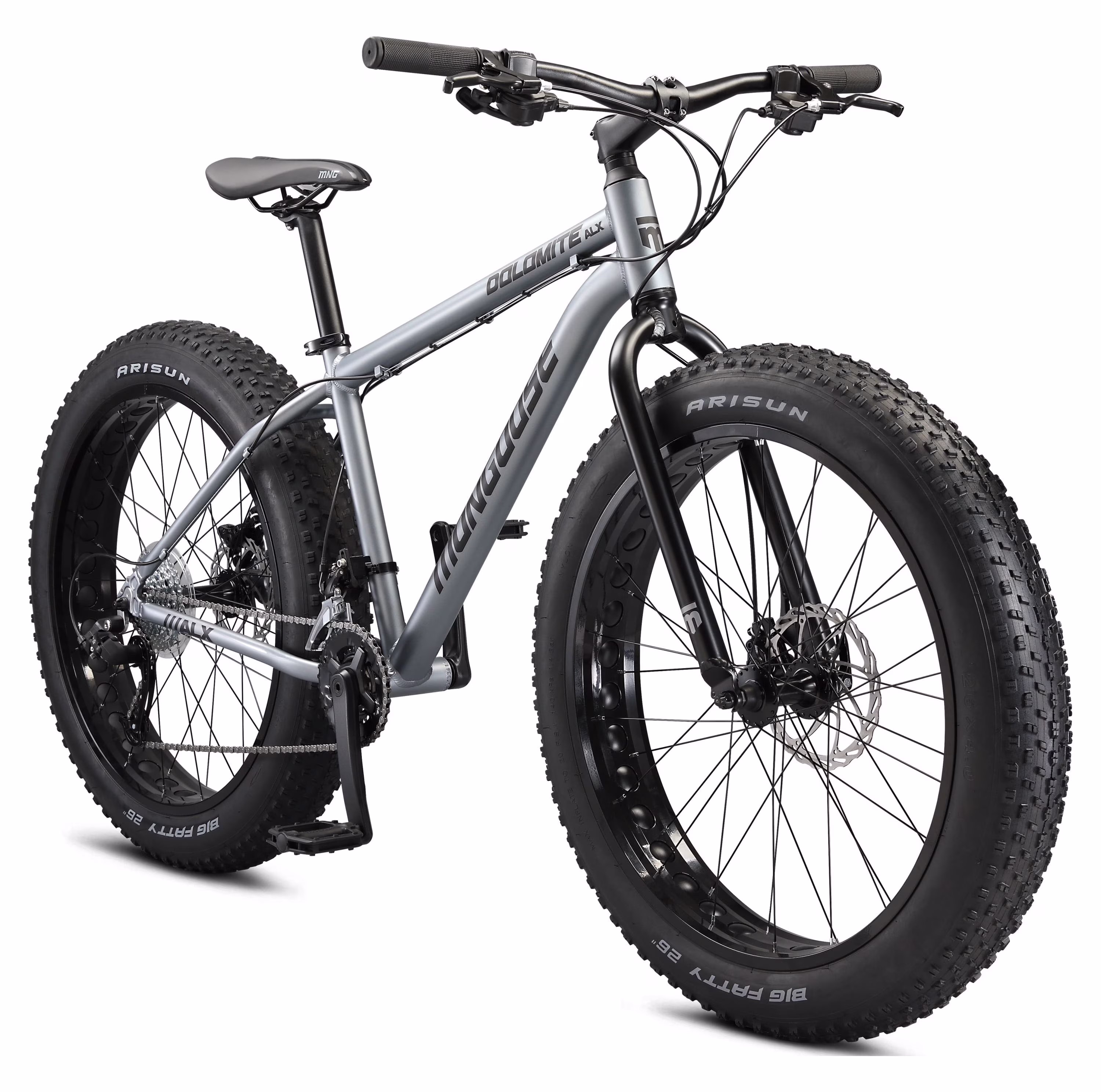 26 Mongoose Dolomite ALX Unisex Fat Tire Mountain Bike, Gray, Ages 12+