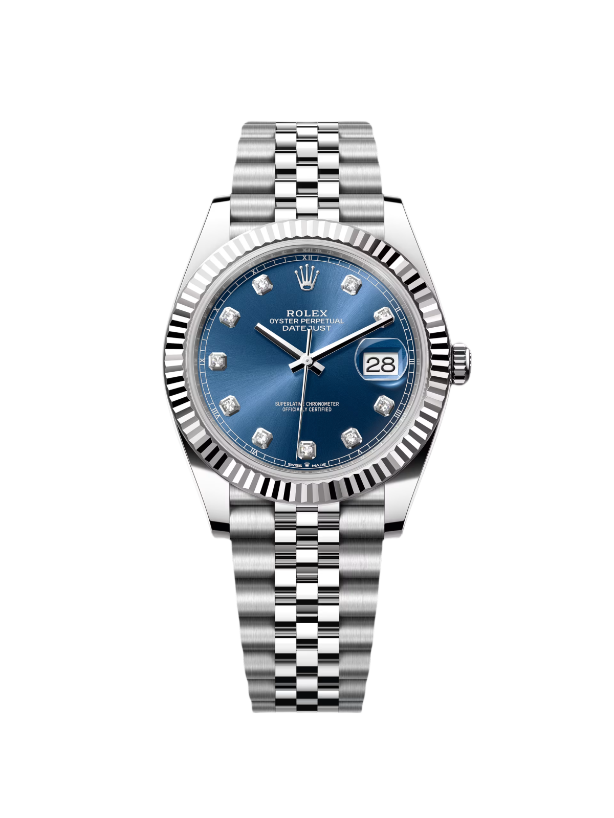 [Super Clone]RLX  Datejust 41mm Swiss Replica Watch | Blue Dial with Diamonds Ref 126334