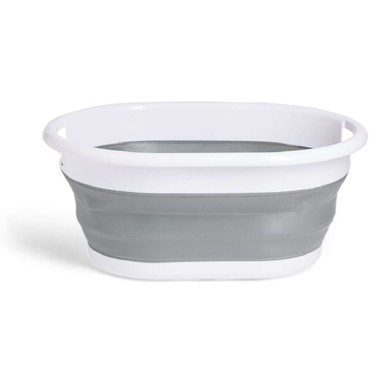 Panière à linge rétractable 54x23x39cm plastique blanc et gris