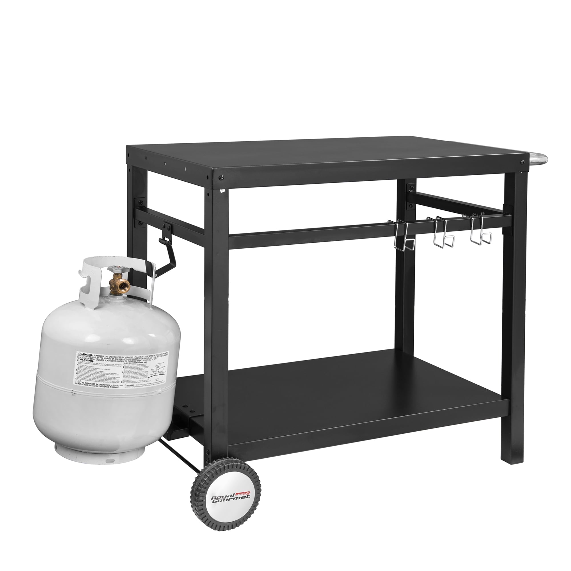 Gourmet PC3401B Double Shelf Movable Dining Cart Work Table. Outdoor Food Preparation Cart