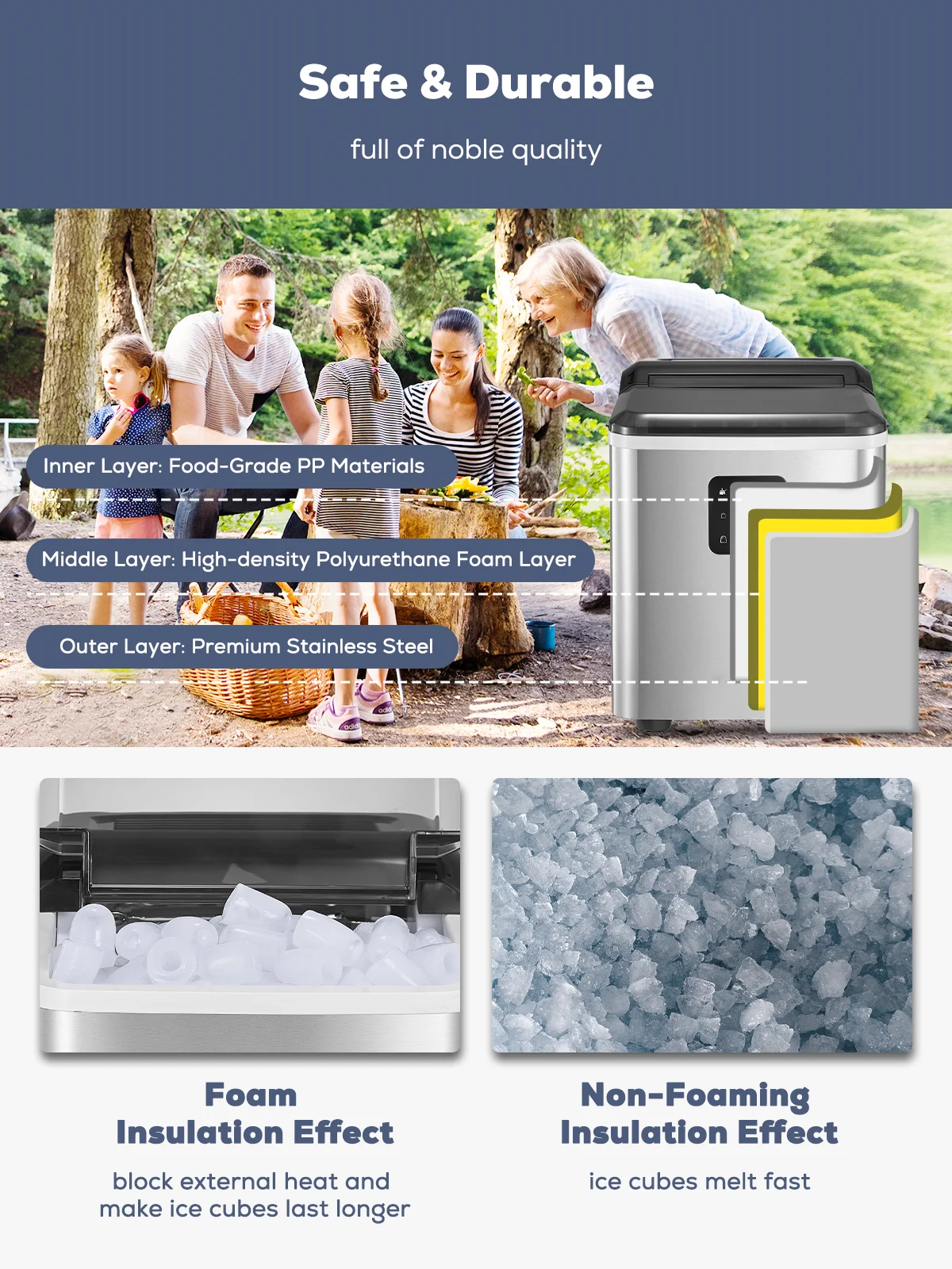 Ice Maker Countertop 2 Sizes, 28lbs in 24h, 9 Bullet Ice in 6M, Selfclean, Stainless Steel - Image 7