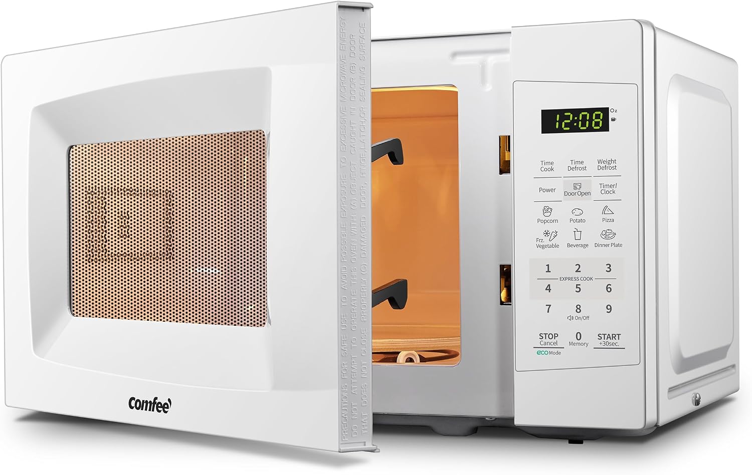 COMFEE' Countertop Microwave Oven, 0.7 Cu.Ft, 700W, Pearl White, ECO Mode