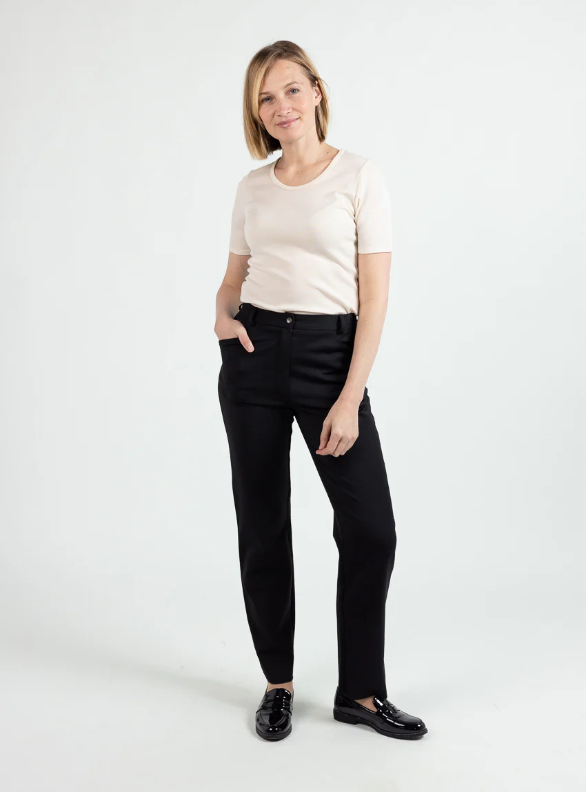 Pantalon femme en laine noir
