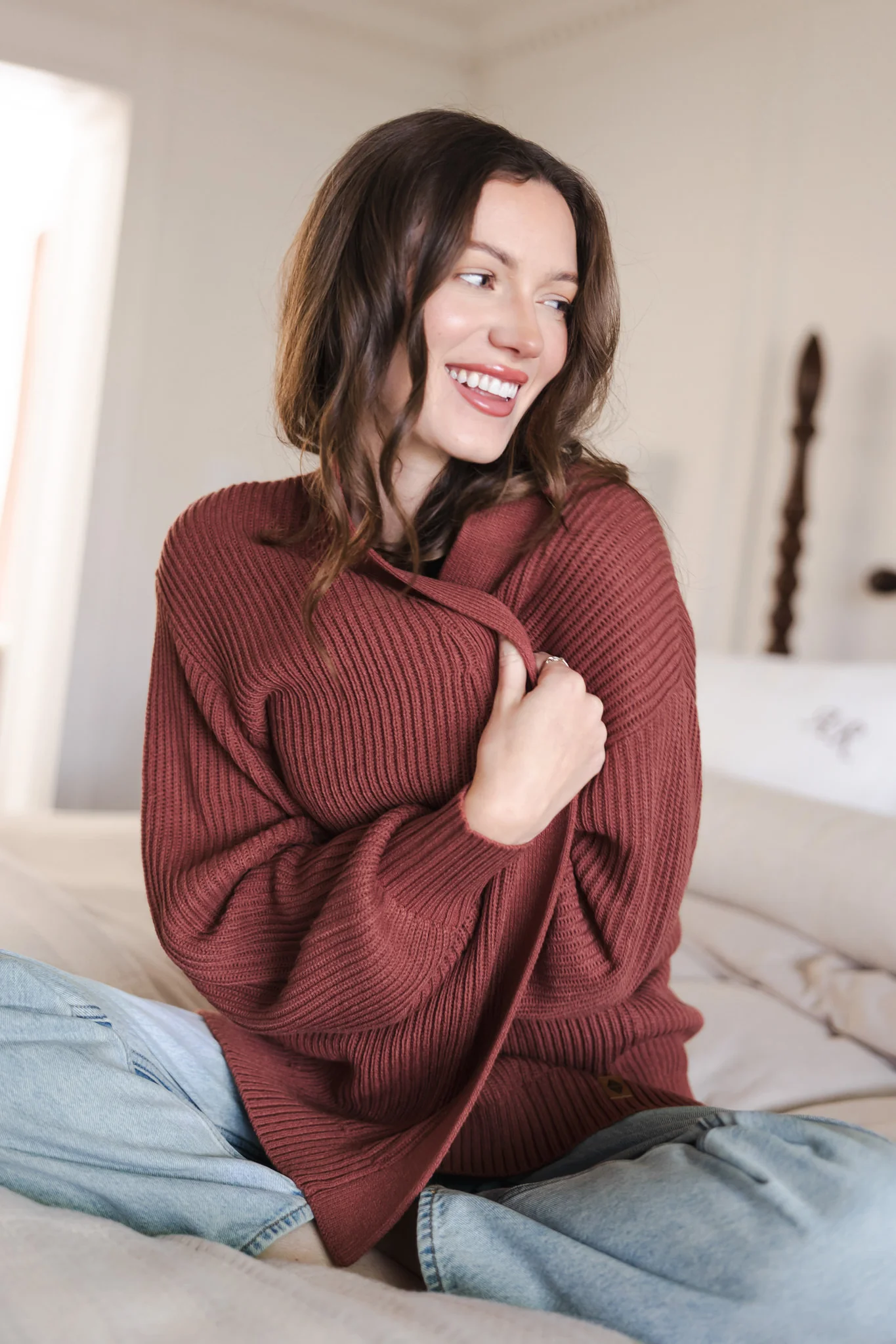 Chunky Knit Women's Oversized Cardigan In Ember