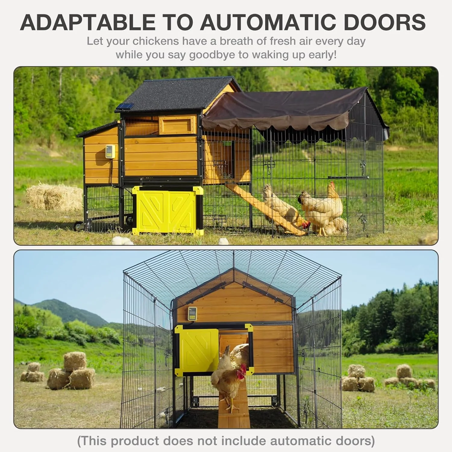Ultimate Chicken Coop with Wheels Spacious 85" Metal Frame Chicken House with Nesting Box and Leakproof Pull-on Tray Chicken Tractor Portable Waterproof, Perfect for Chickens! - Image 5