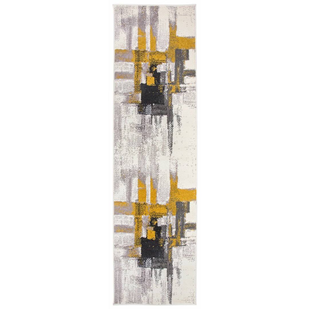 Doucette Abstract Gold Area Rug Wade Logan Rug Size: Runner 2' x 7'