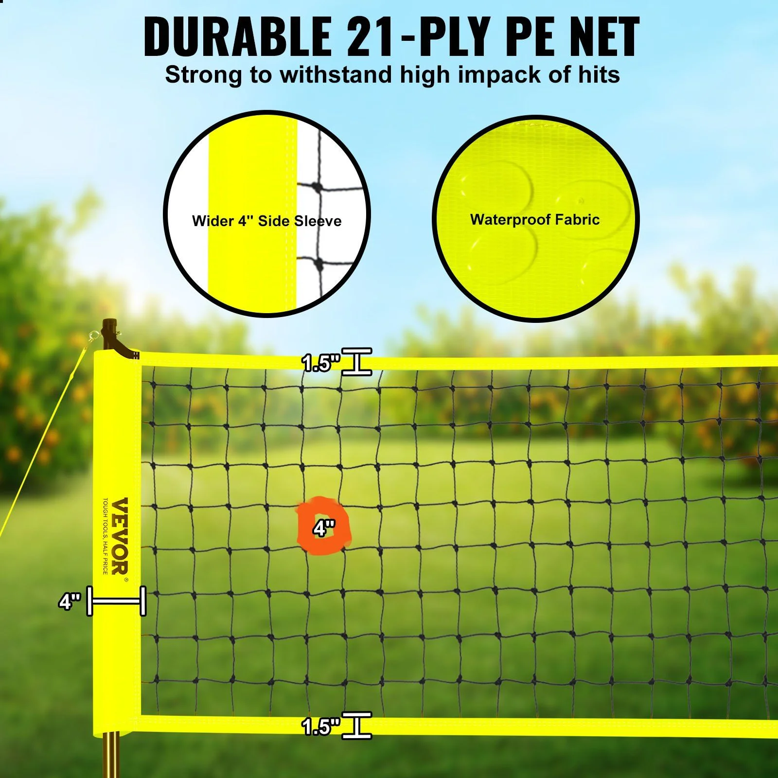 Portable Volleyball Net System Adjustable Steel Poles for Backyard Beach Heavy Duty PVC Volleyball Set with Pump Carrying Bag Perfect for Official Matches - Image 3