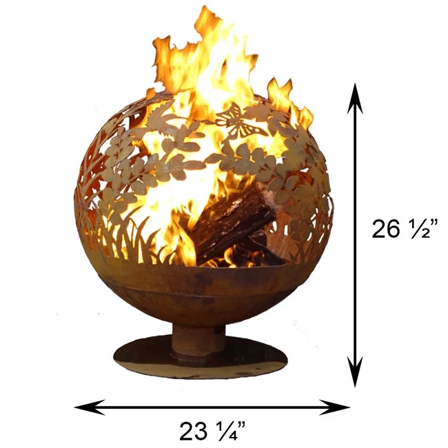 Esschert Design USA FF1017 Garden Fire Sphere, Rust Metal - Large