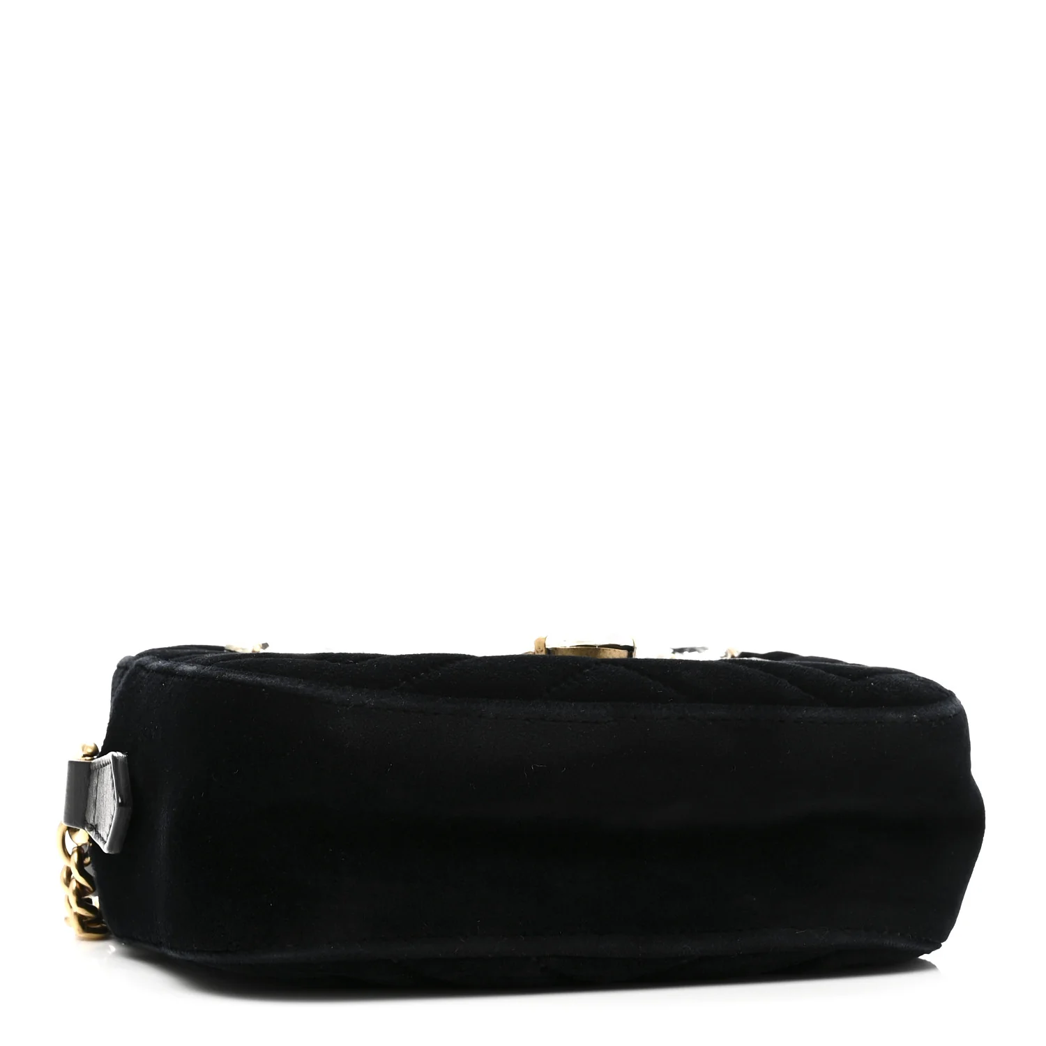 Velvet Matelasse Marquise Crystals Mini GG Marmont Chain Shoulder Bag Black
