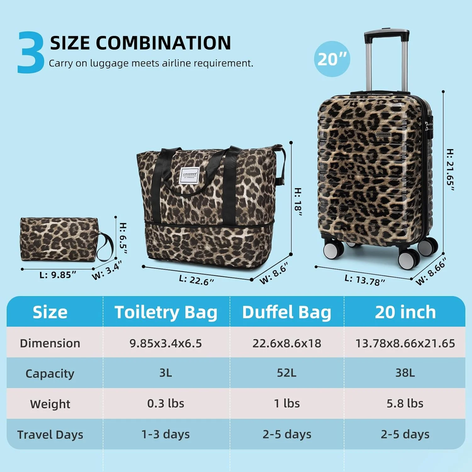 Ensemble de 6 valises, ensemble de valises rigides extensibles avec roulettes multidirectionnelles, ensemble de bagages à roulettes légers