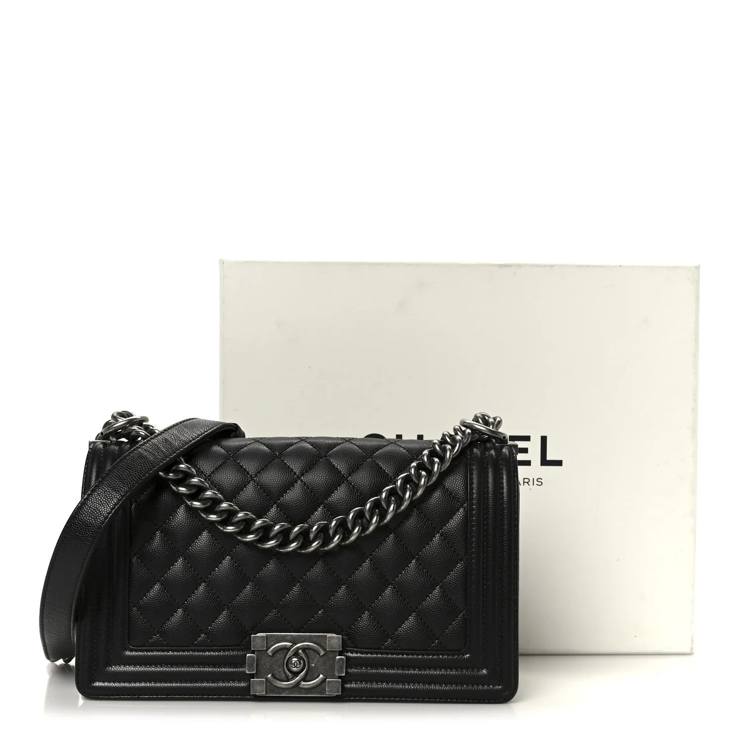 Caviar Quilted Medium Boy Flap Black