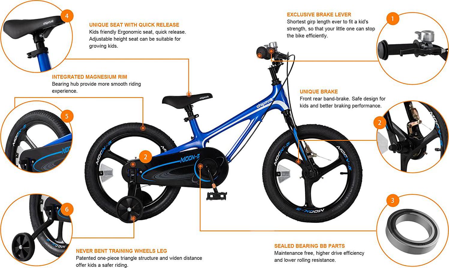 Royalbaby Moon5 18 in Kids Bike Blue