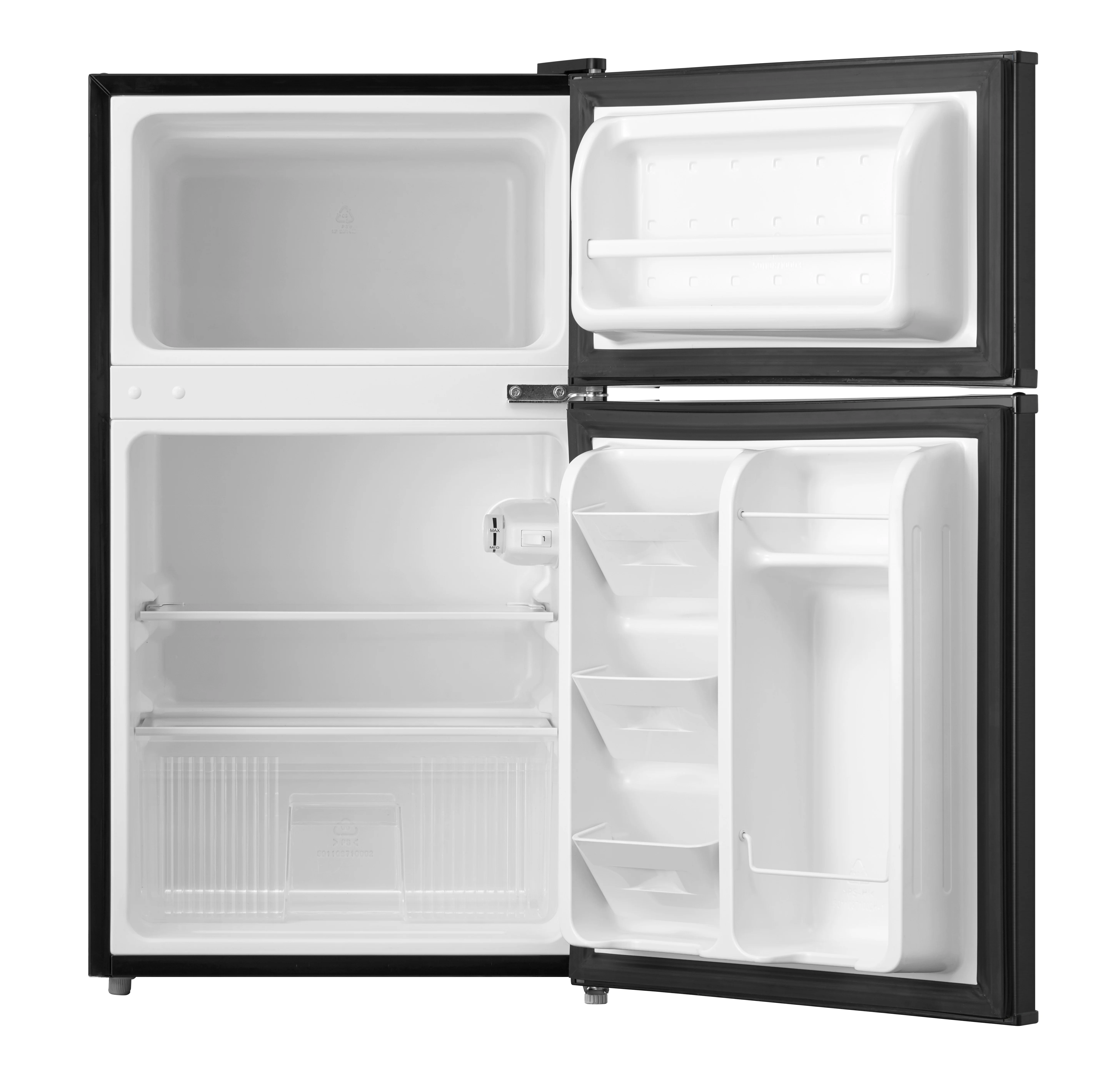 3.2 Cu. ft. 2-Door Refrigerator with Freezer, Stainless Steel Look - Image 2