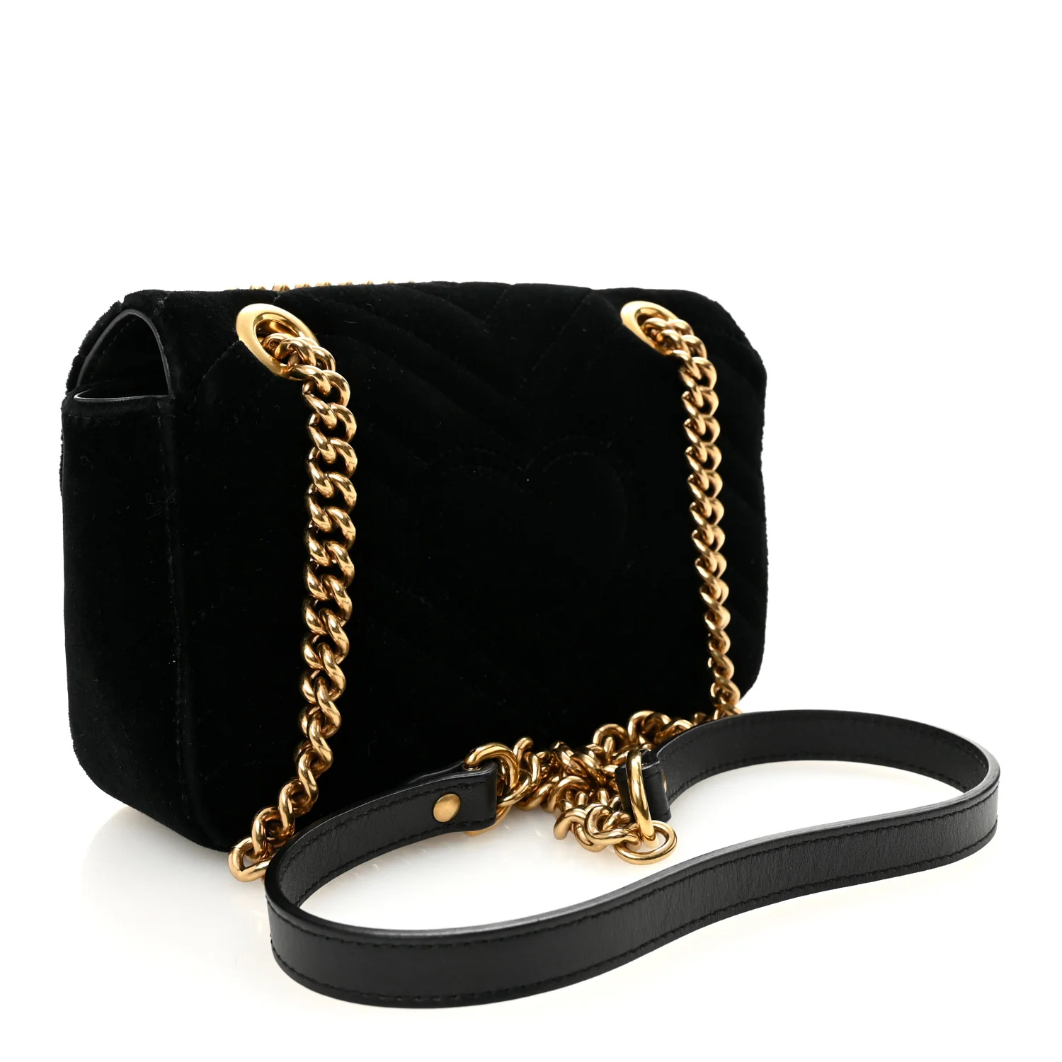 Velvet Matelasse Mini GG Marmont Shoulder Bag Black