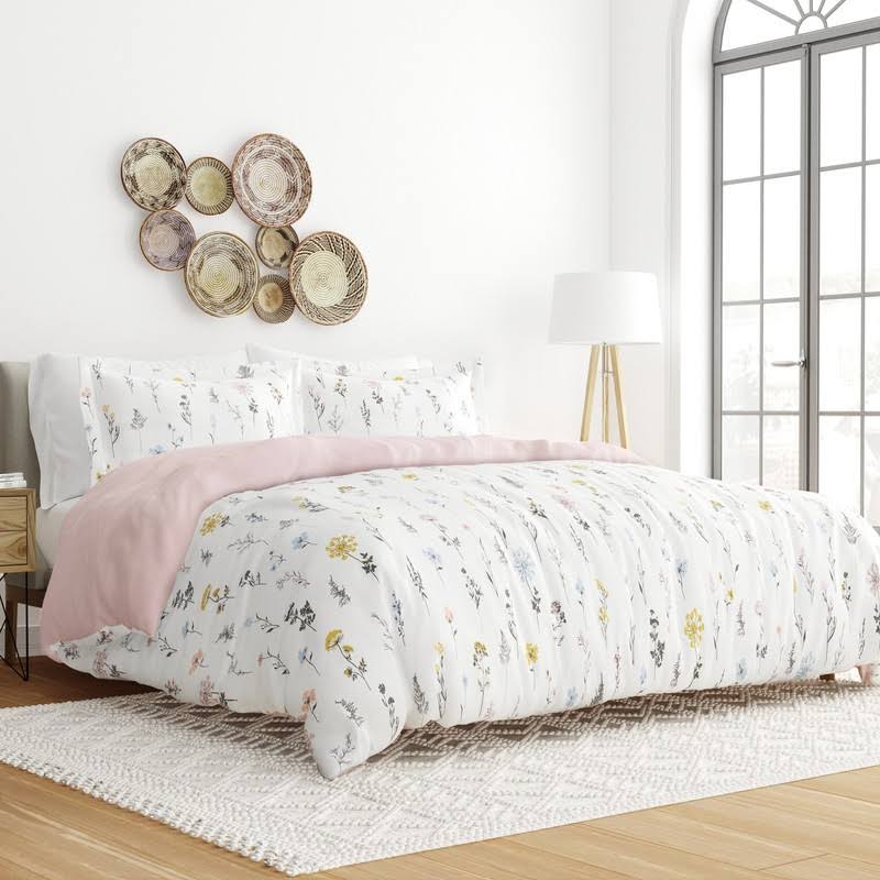Soft Farmhouse Florals Premium 2 Piece Duvet Cover Set, Ultra Soft, Easy Care - Becky Cameron , Wild Flower / Pink, Twin/Twin Extra Long
