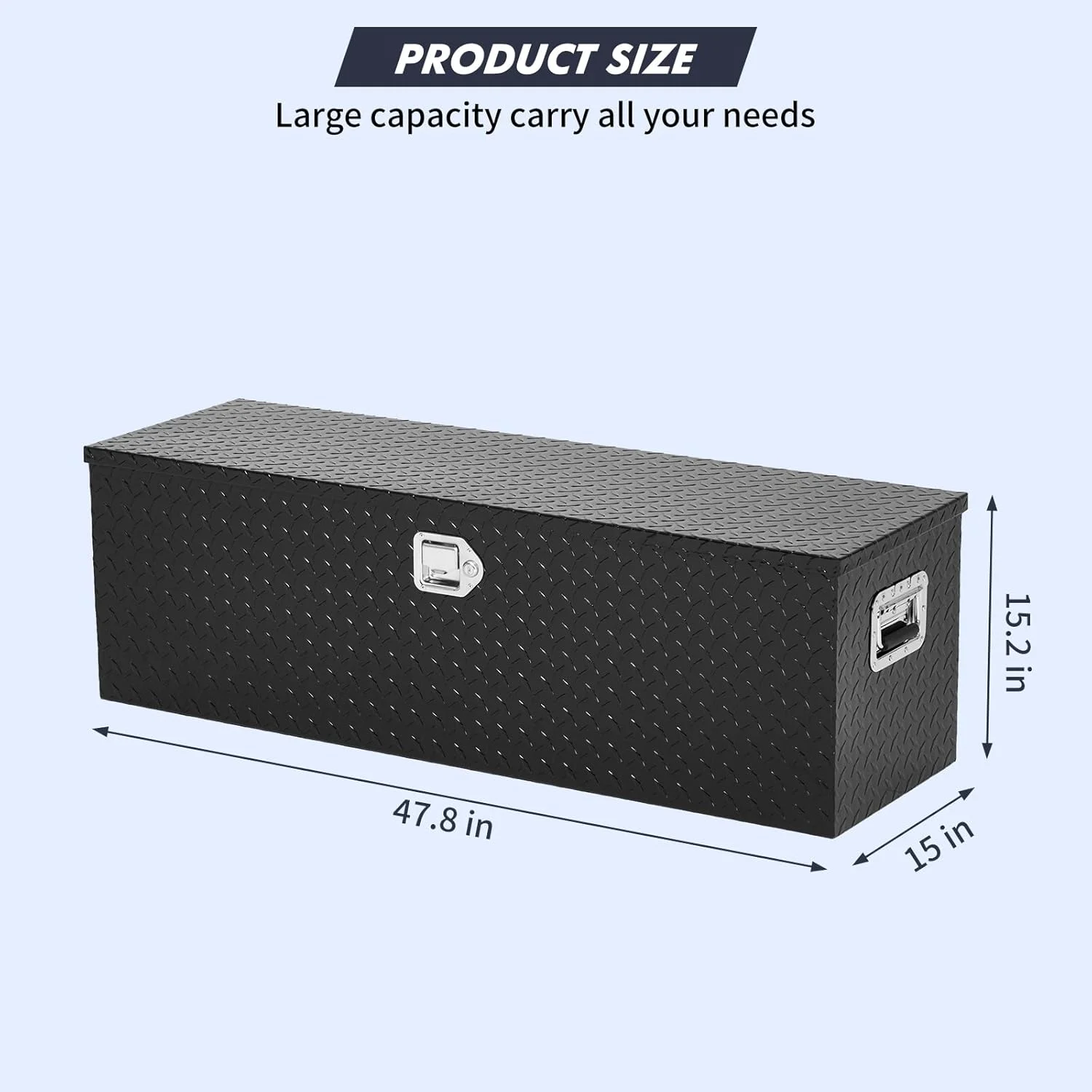 48" Aluminum Truck Tool Box for Pickup Truck Bed RV Toolbox, Heavy Duty Tool Storage Box, Waterproof Storage Organizer Chest with Handle and Lock, 48"x15"x15"(Silver) - Image 8