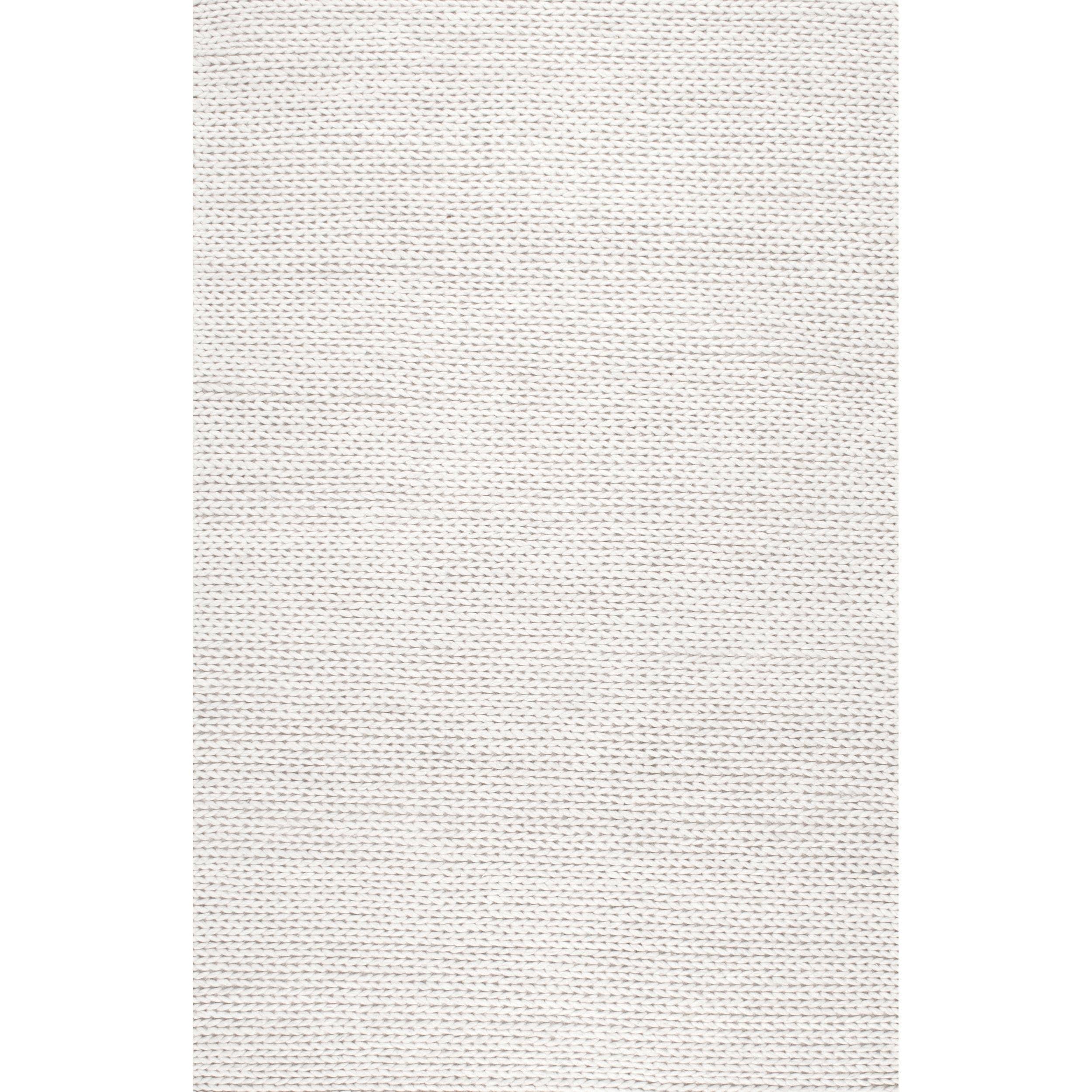 nuLOOM Chunky Cable Solid Wool Rug, White, 2x3 ft