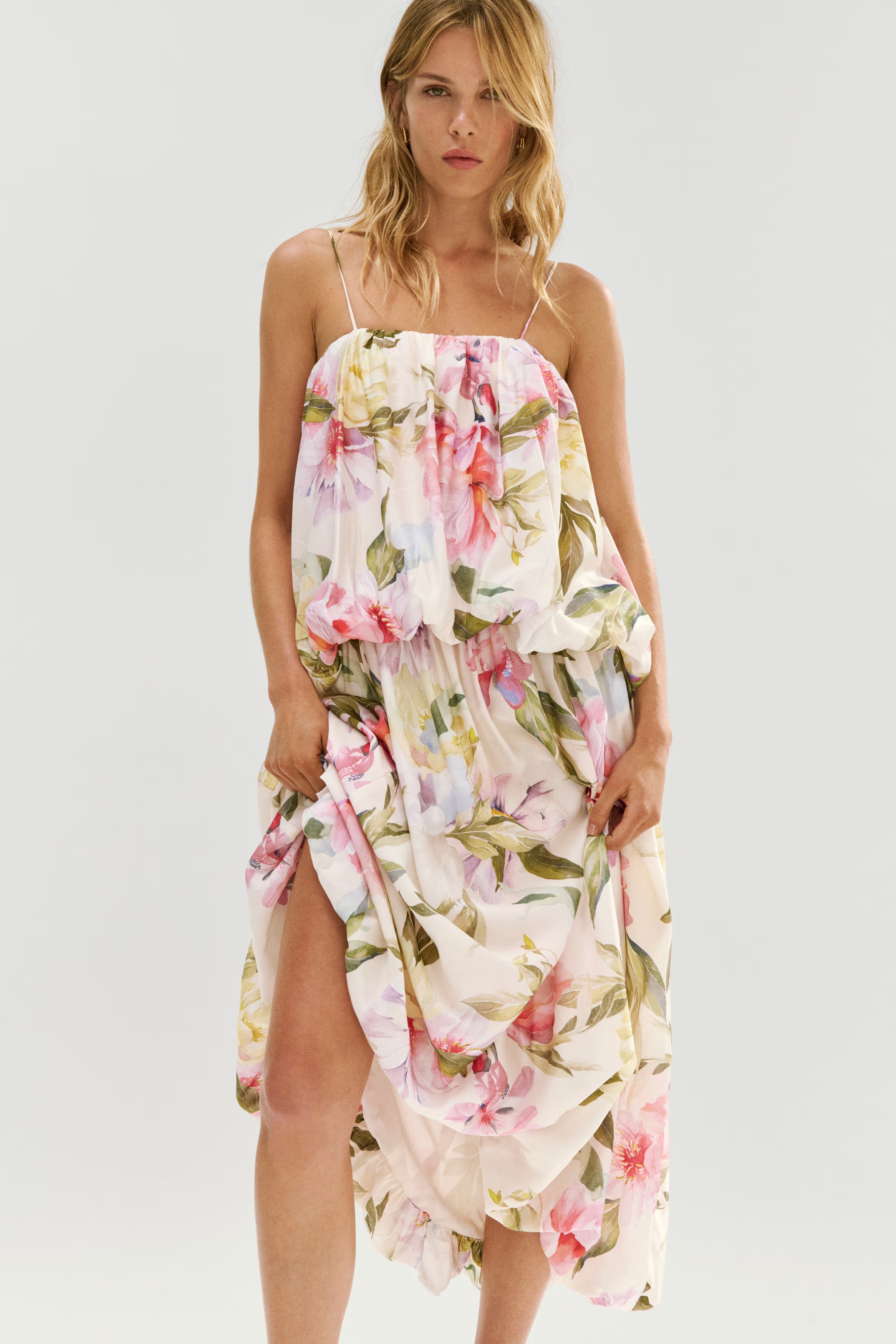 Bubble-Hem Strappy Dress