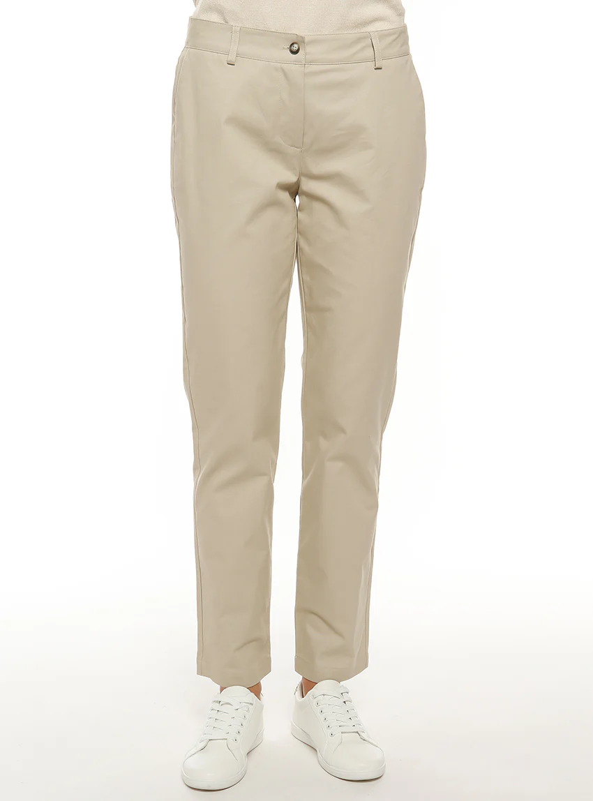 Pantalon chino femme coton beige clair