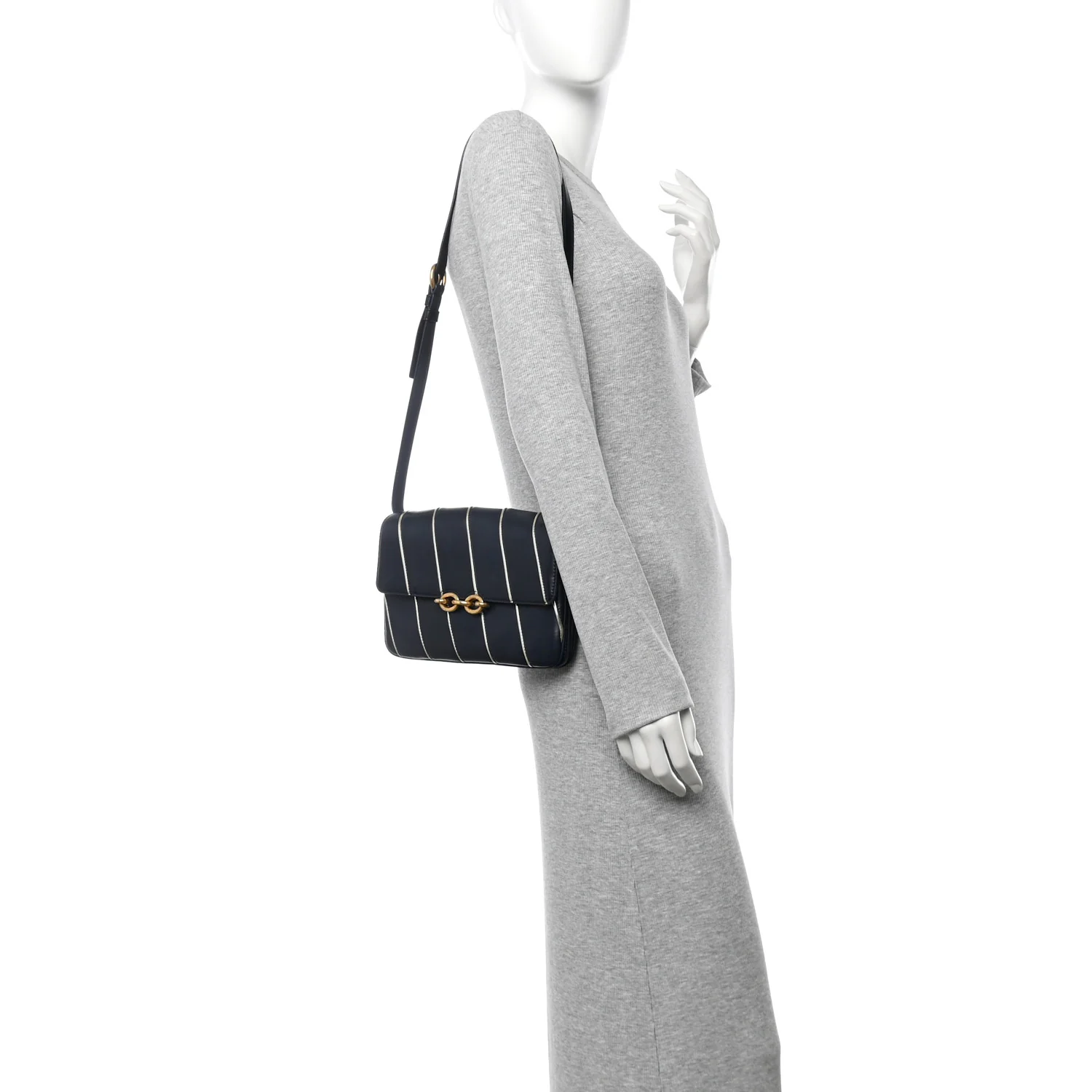 Lambskin Quilted Le Maillon Satchel Marine