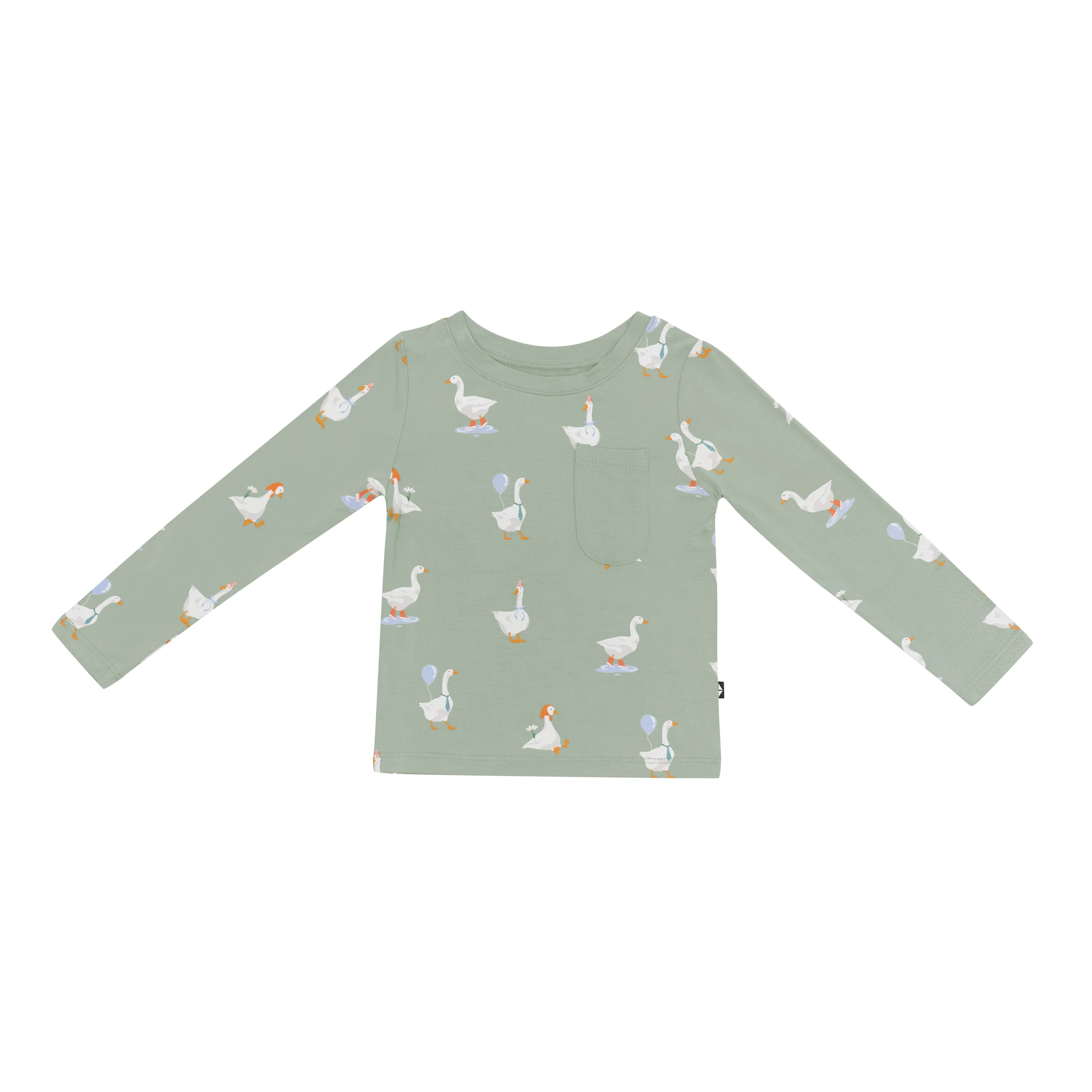 Long Sleeve Toddler Crew Neck Tee in Silly Goose