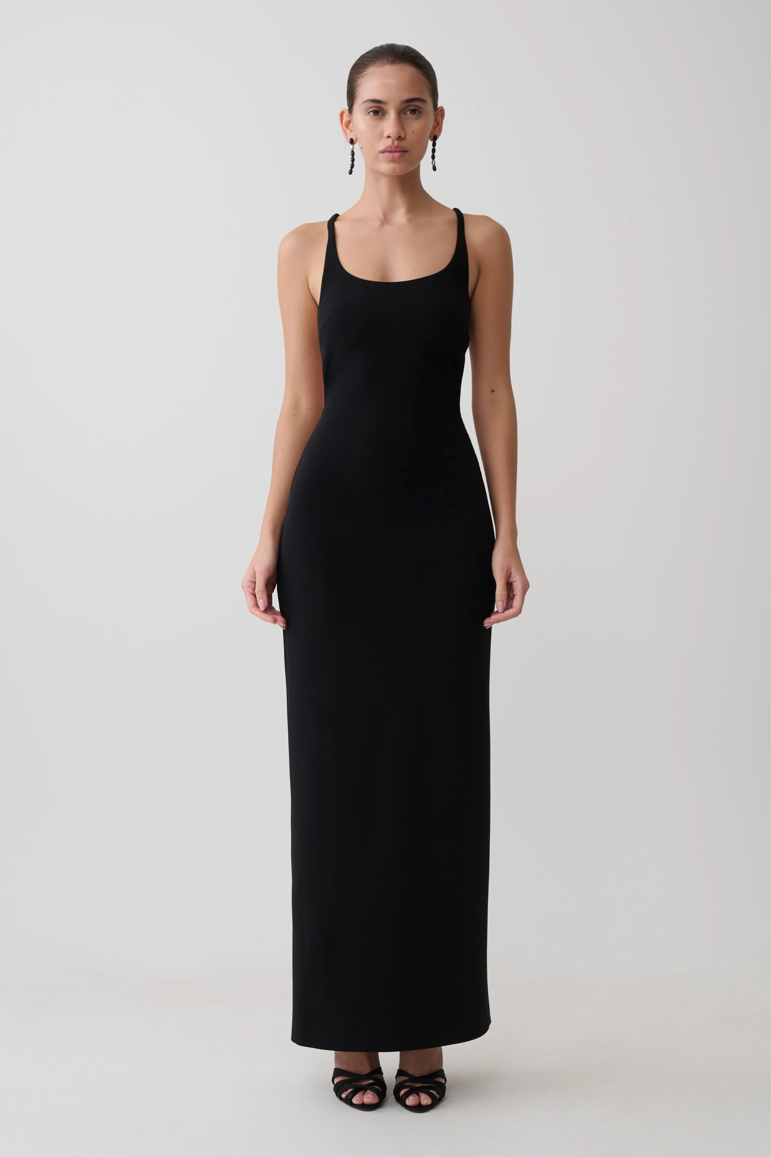 Julian Crepe Strapped Back Maxi Dress - Black