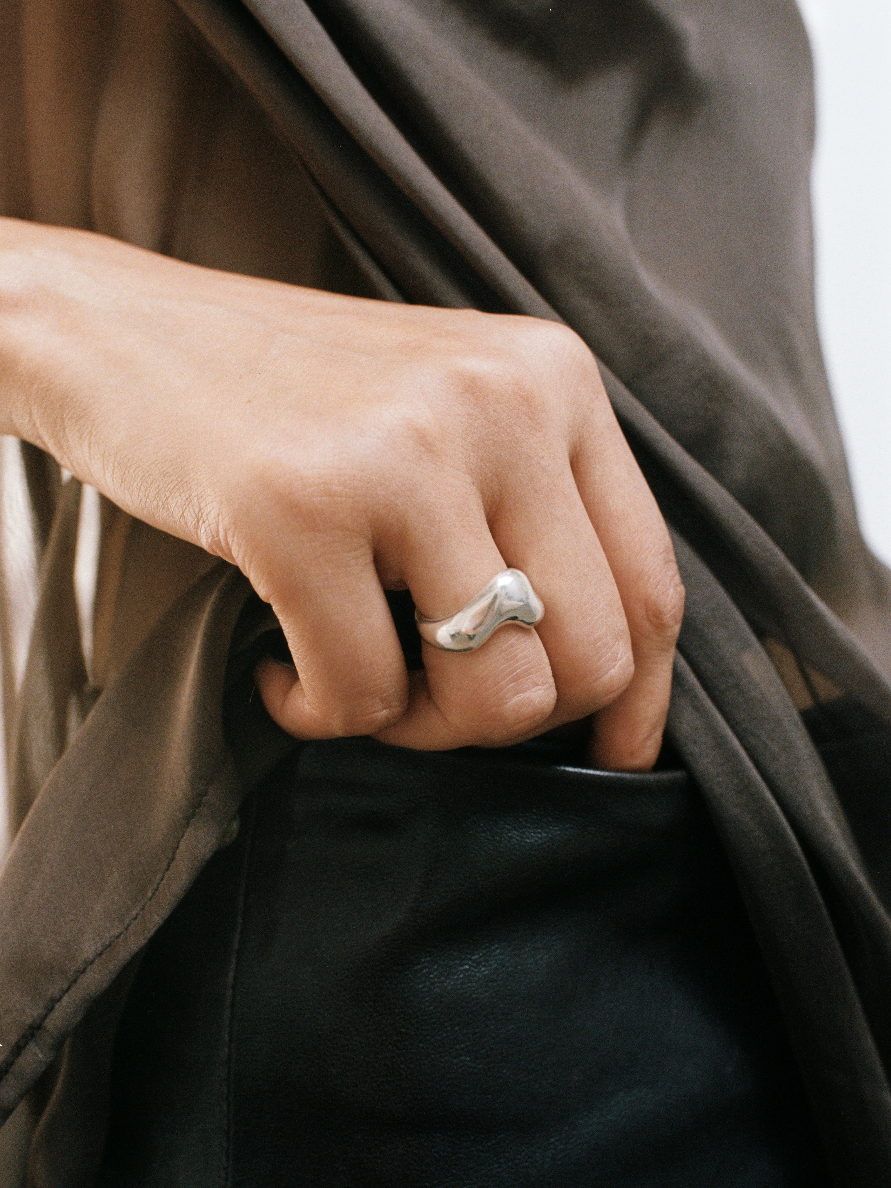 Bean Ring in Sterling Silver