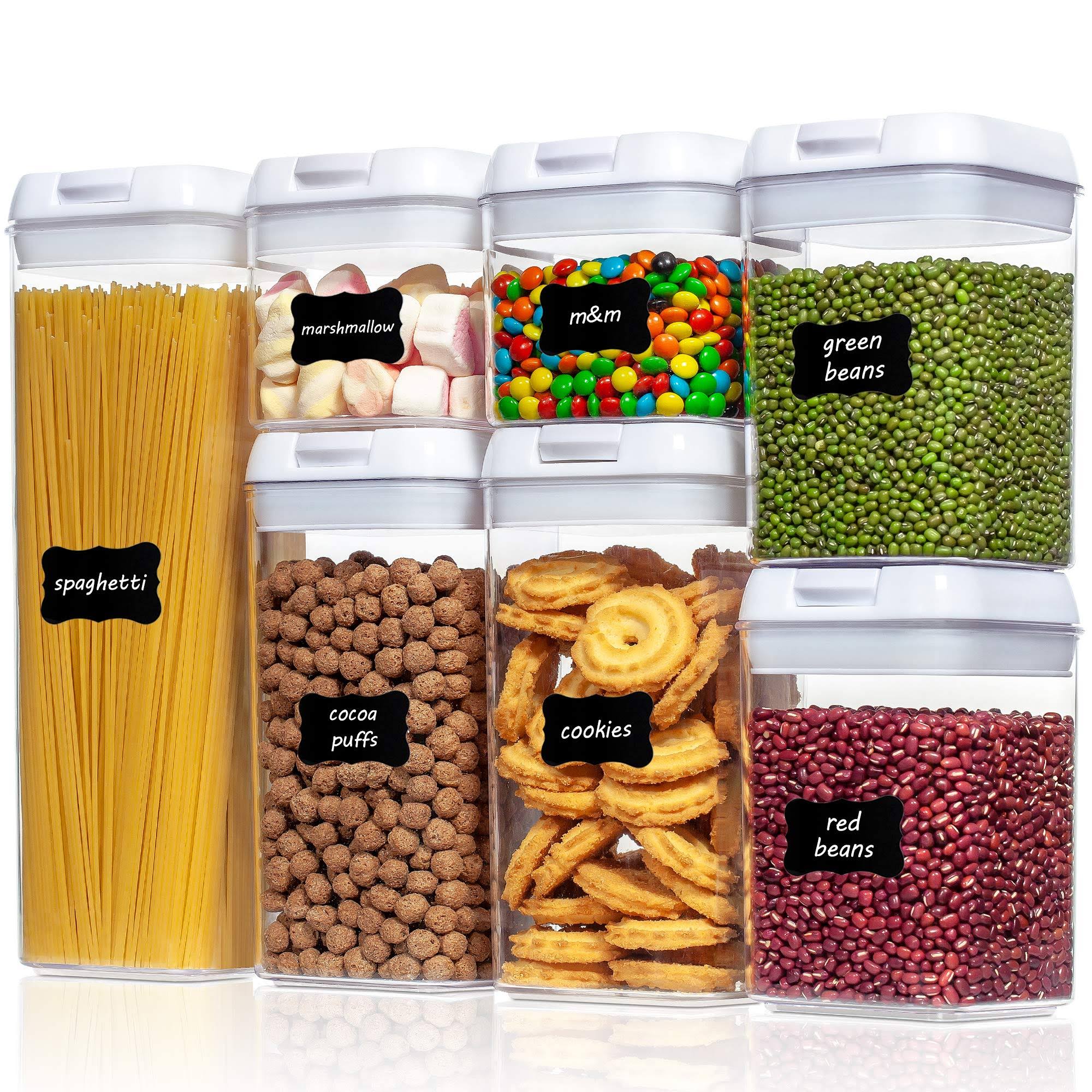 Vtopmart Airtight Food Storage Containers, 7 Pieces BPA Free Plastic Cereal with Easy for