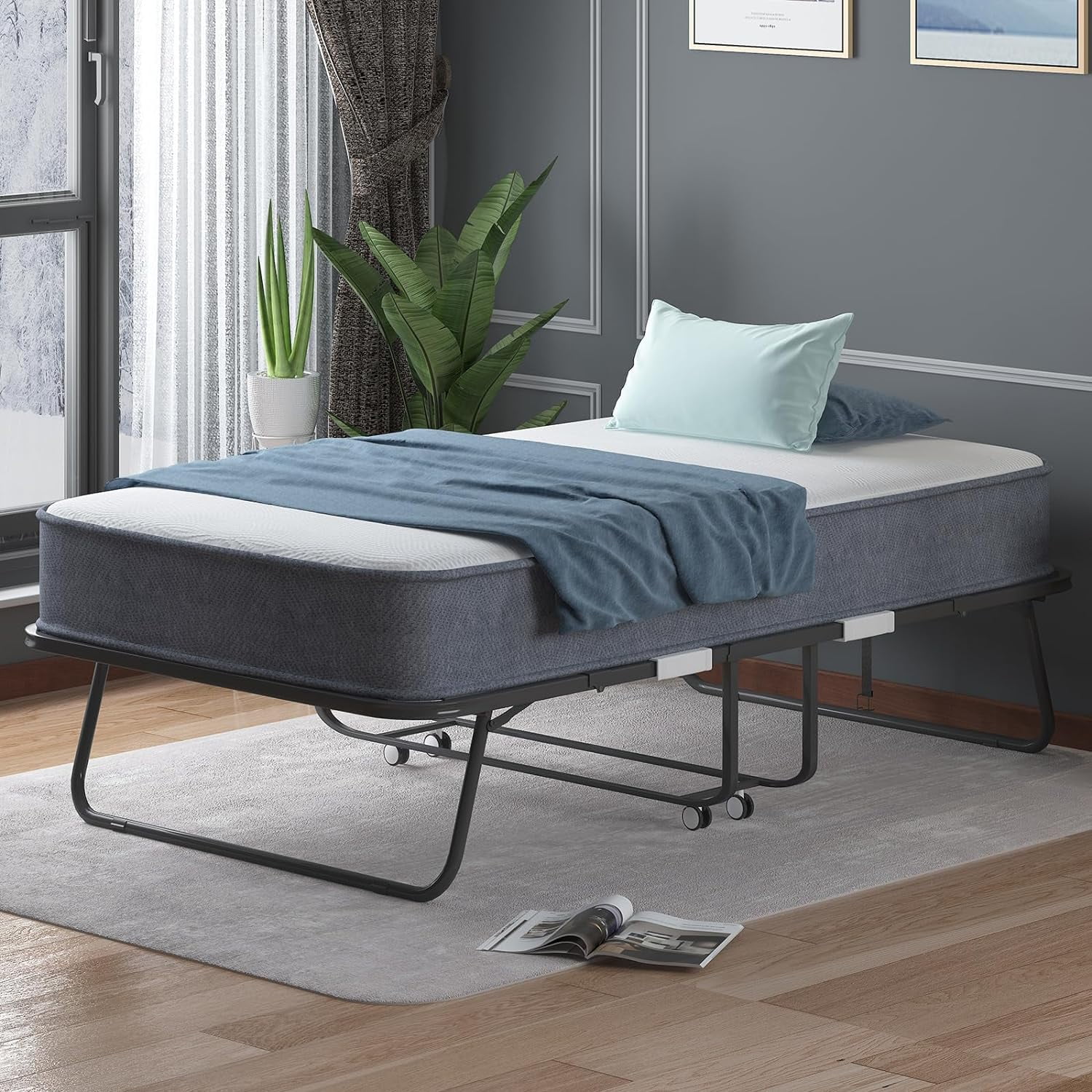 Puremind Folding Bed with 4 in Foam Mattress, 75